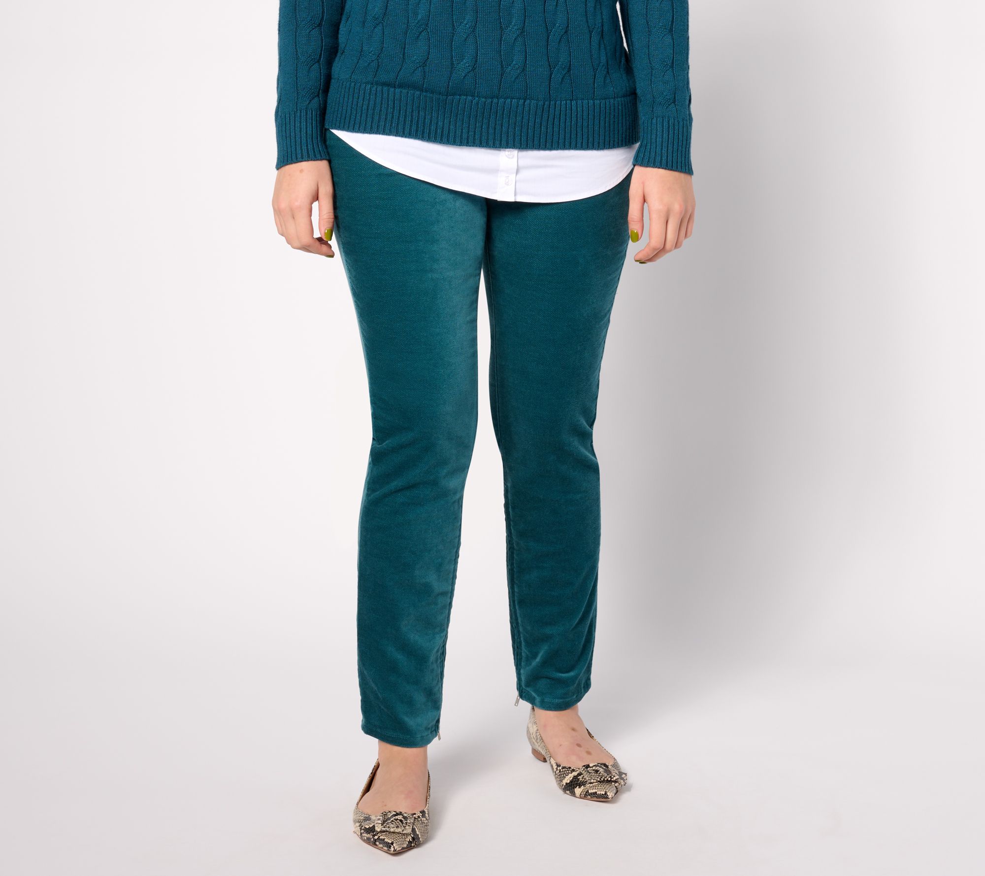 "As Is" Denim & Co. Adaptive Velveteen Ankle Pants