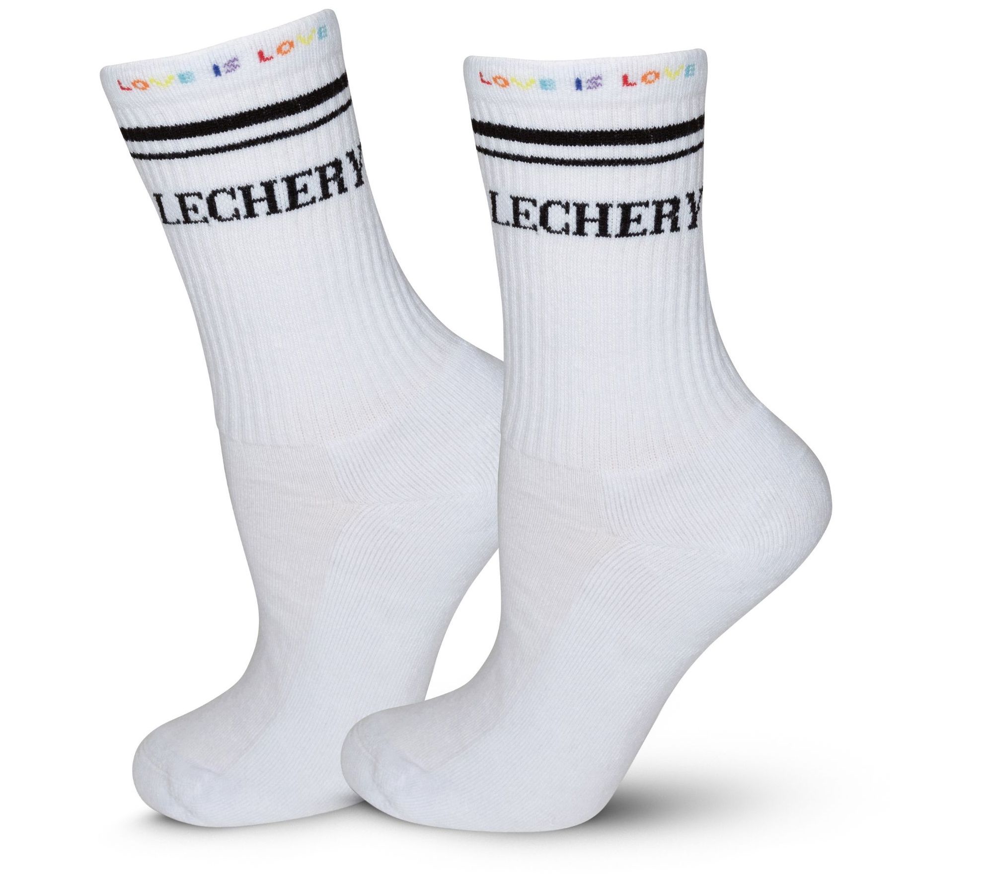 LECHERY Unisex Varsity Striped Pride Half-CrewSocks 1-Pair