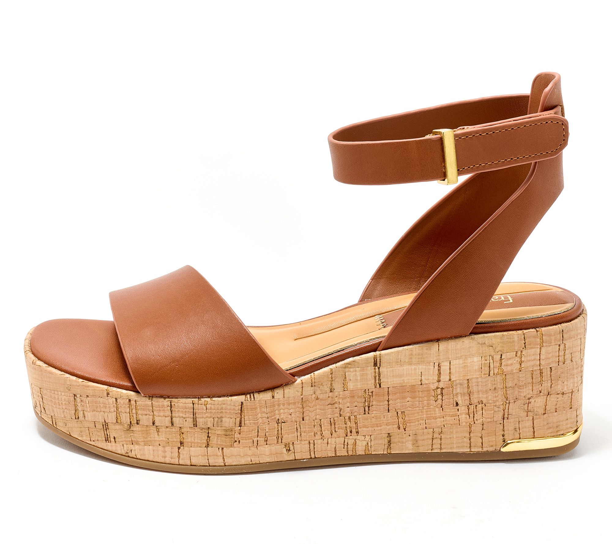 Franco Sarto Adjustable Leather or Jute Platform Sandal - Terry