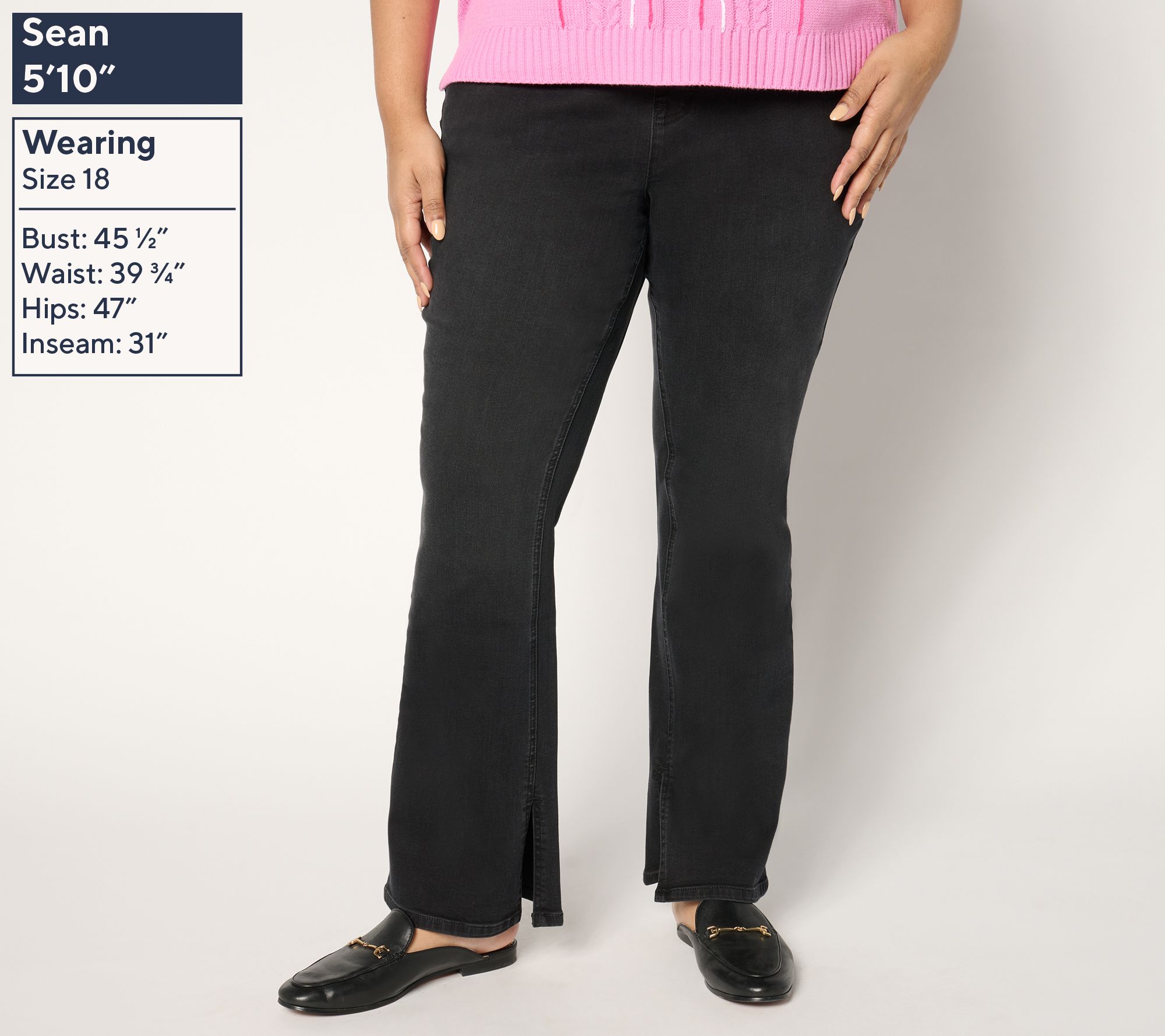 Isaac Mizrahi Live! Regular Black Denim Slim Bootcut Jeans w