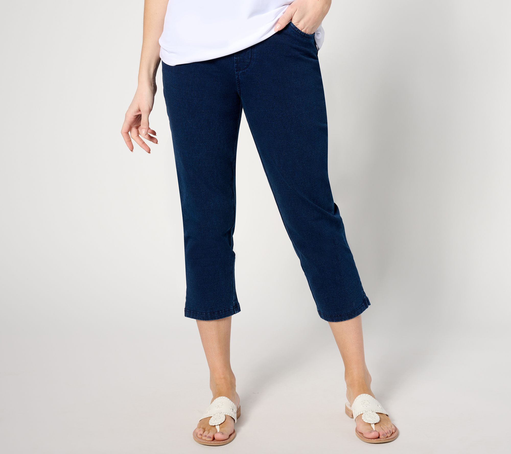 "As Is" Quacker Factory DreamJeannes Flat Waistband Crop Pants