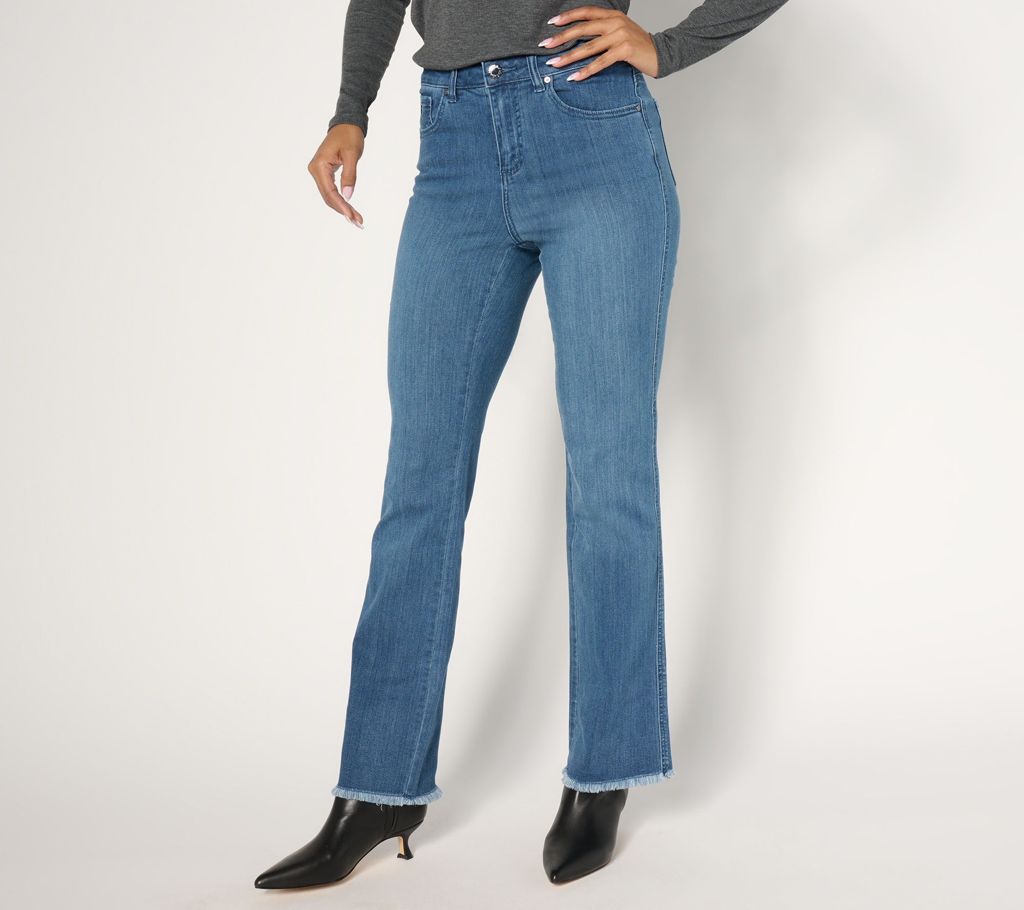 Belle by Kim Gravel Petite Primabelle Denim Frayed Baby Boot Jean