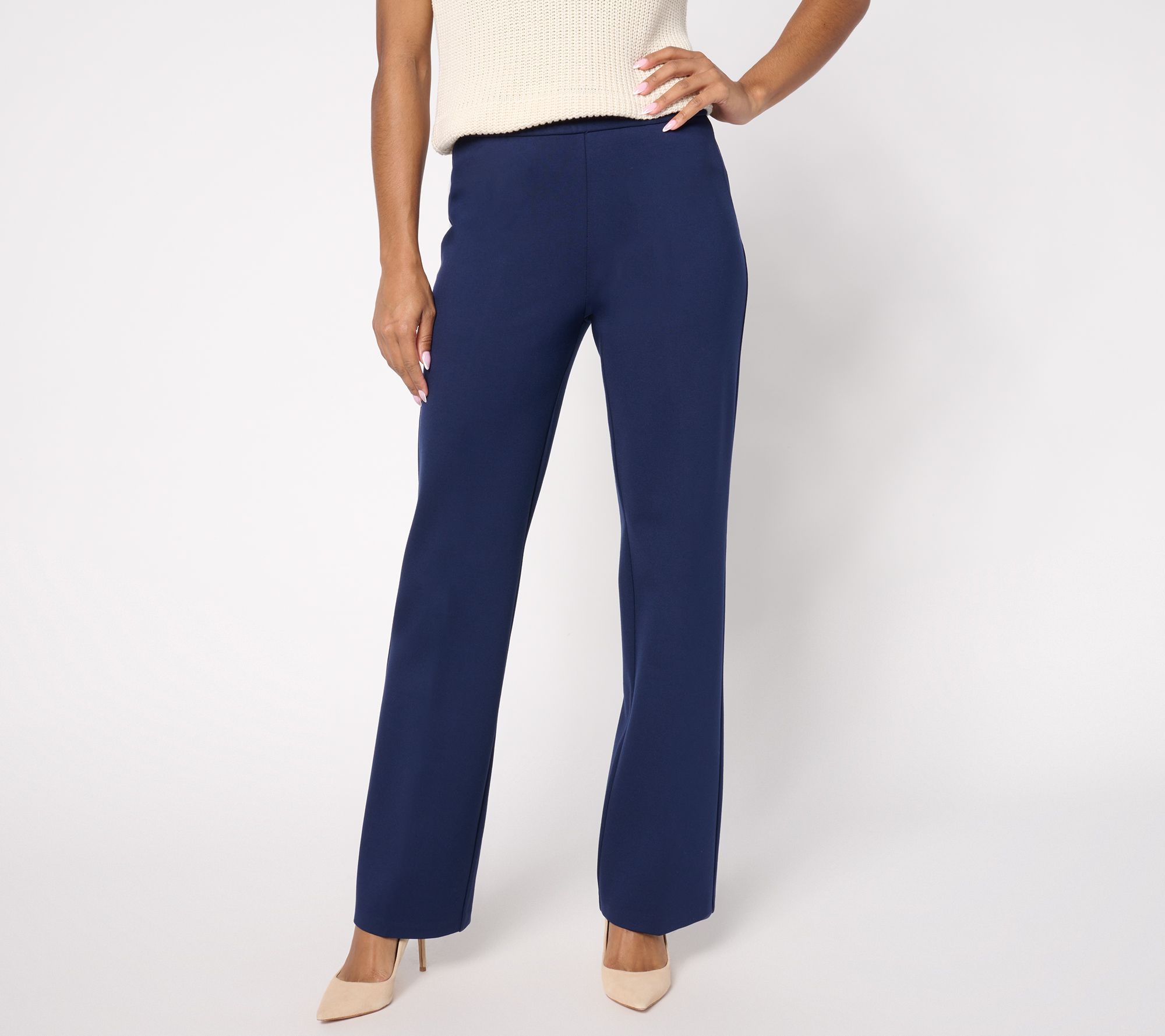 Dennis Basso Petite Ponte Knit Boot Cut Pants