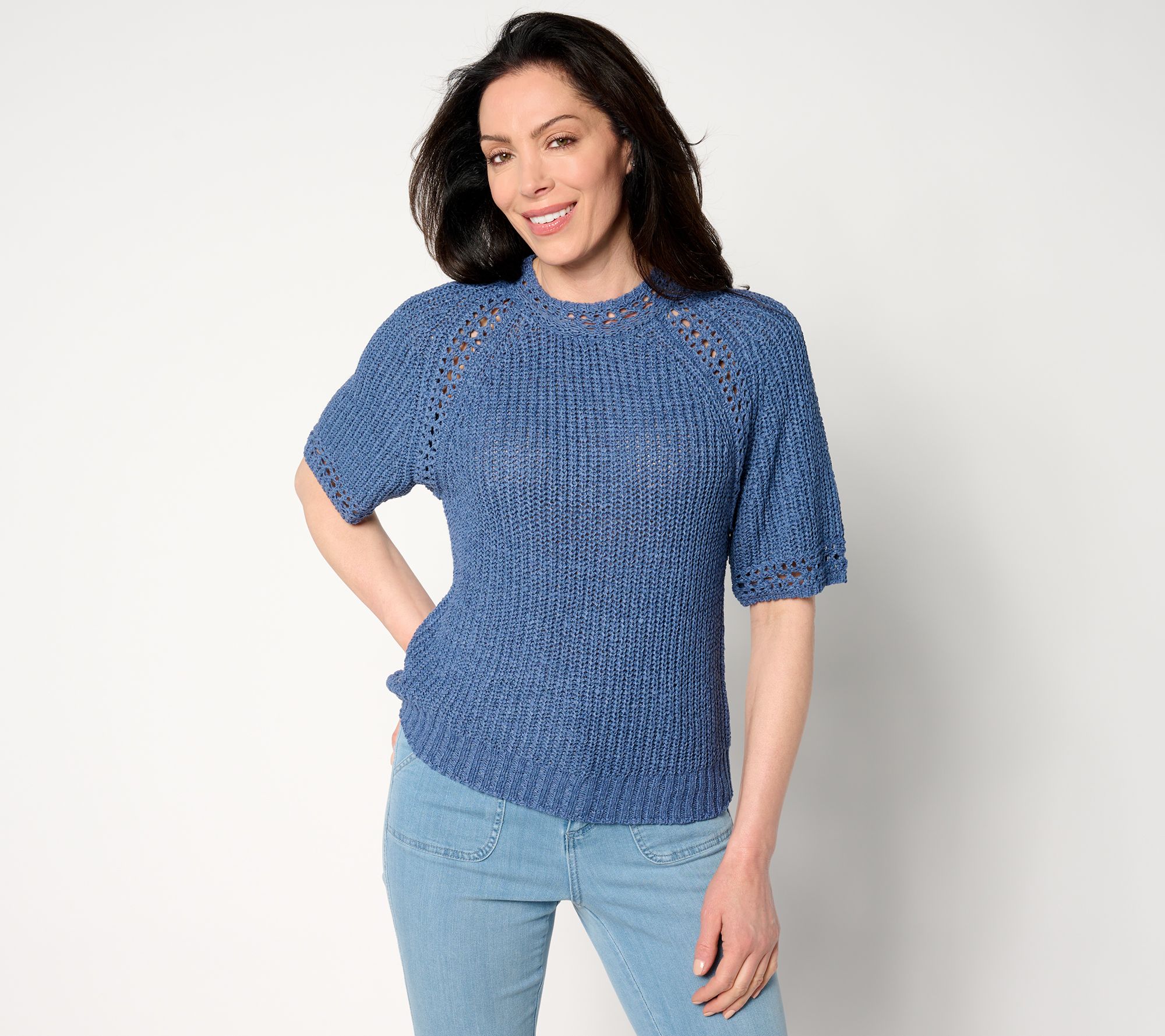 "As Is" Studio Park x Amy Stran Short Slv Pointelle Summer Sweater