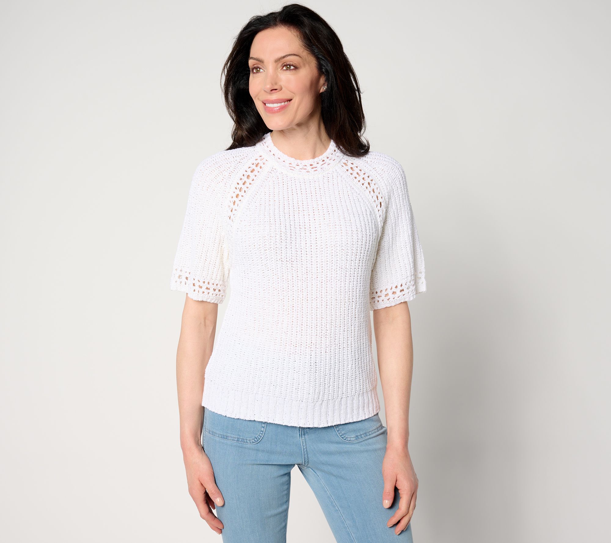 "As Is" Studio Park x Amy Stran Short Slv Pointelle Summer Sweater