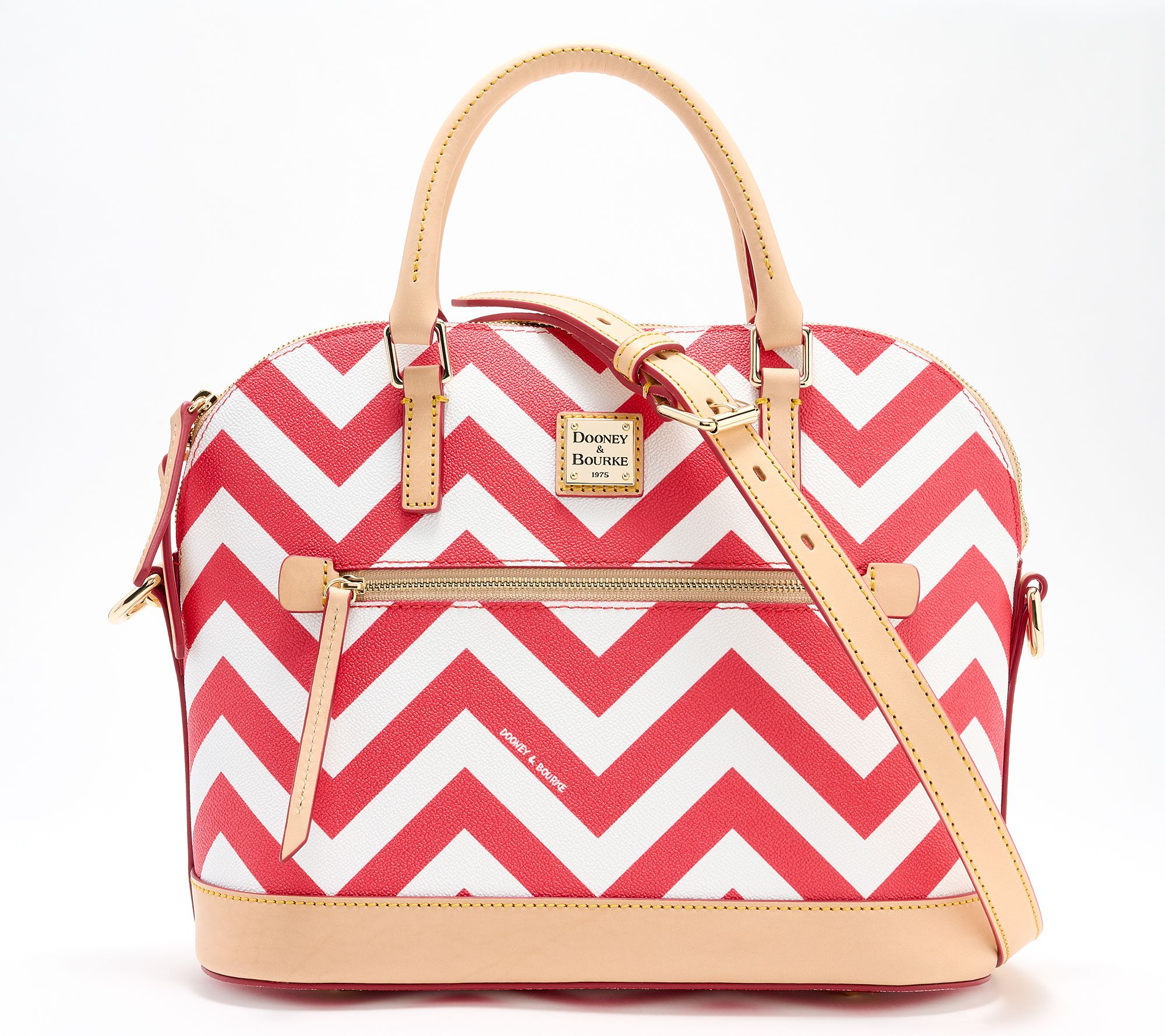 "As Is" Dooney & Bourke Coated Cotton Chevron Domed Zip Satchel