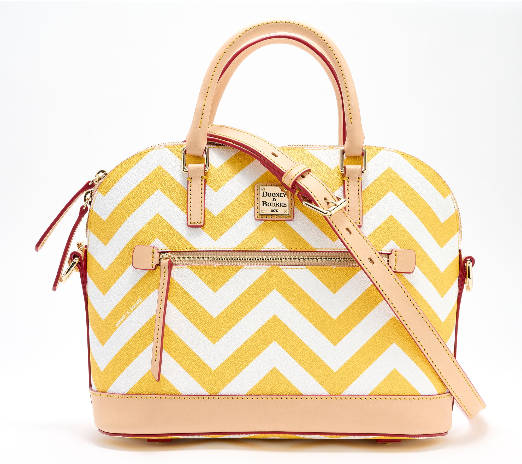 "As Is" Dooney & Bourke Coated Cotton Chevron Domed Zip Satchel