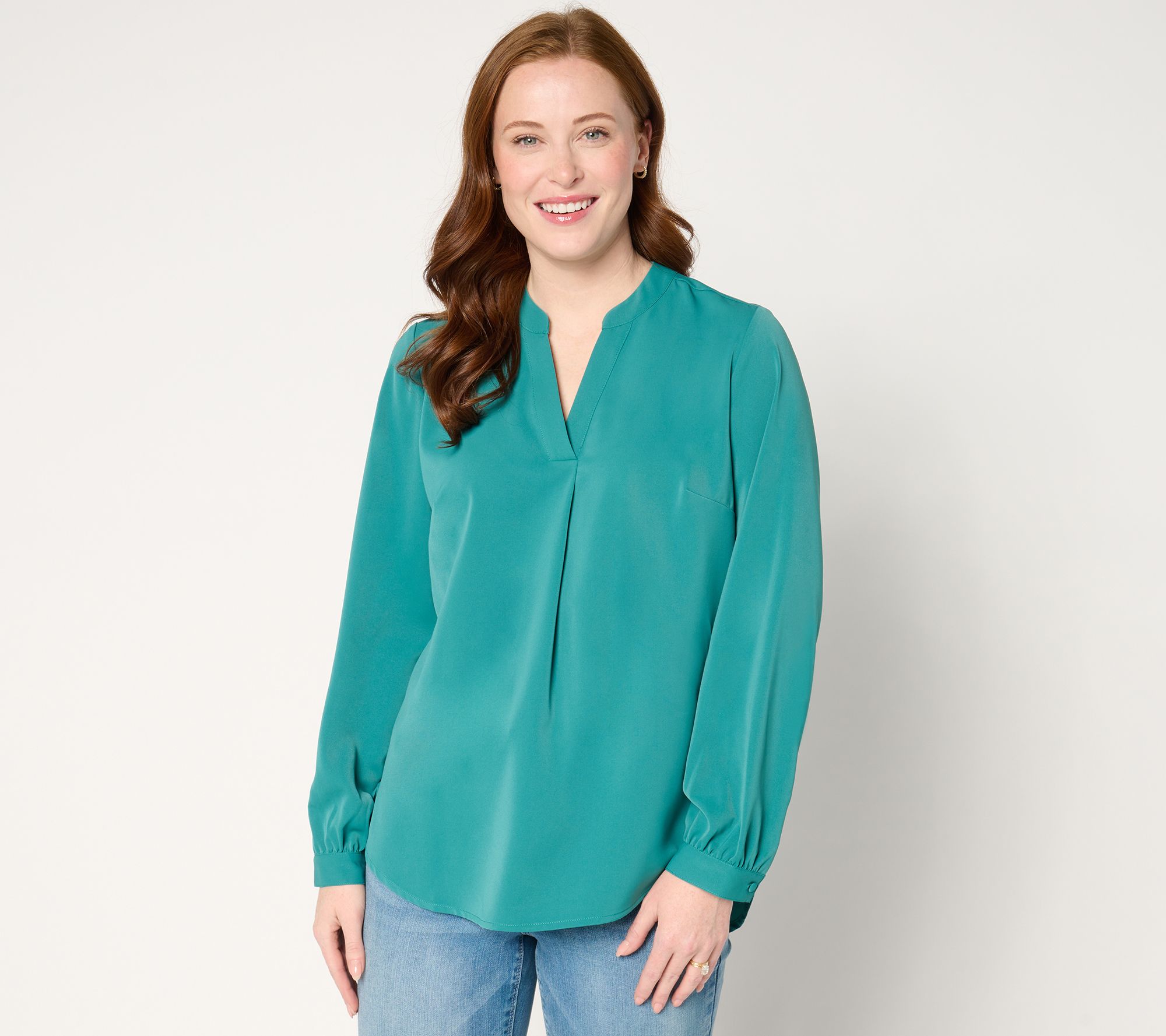 Denim & Co. Regular Pleat Back Long Sleeve Tunic