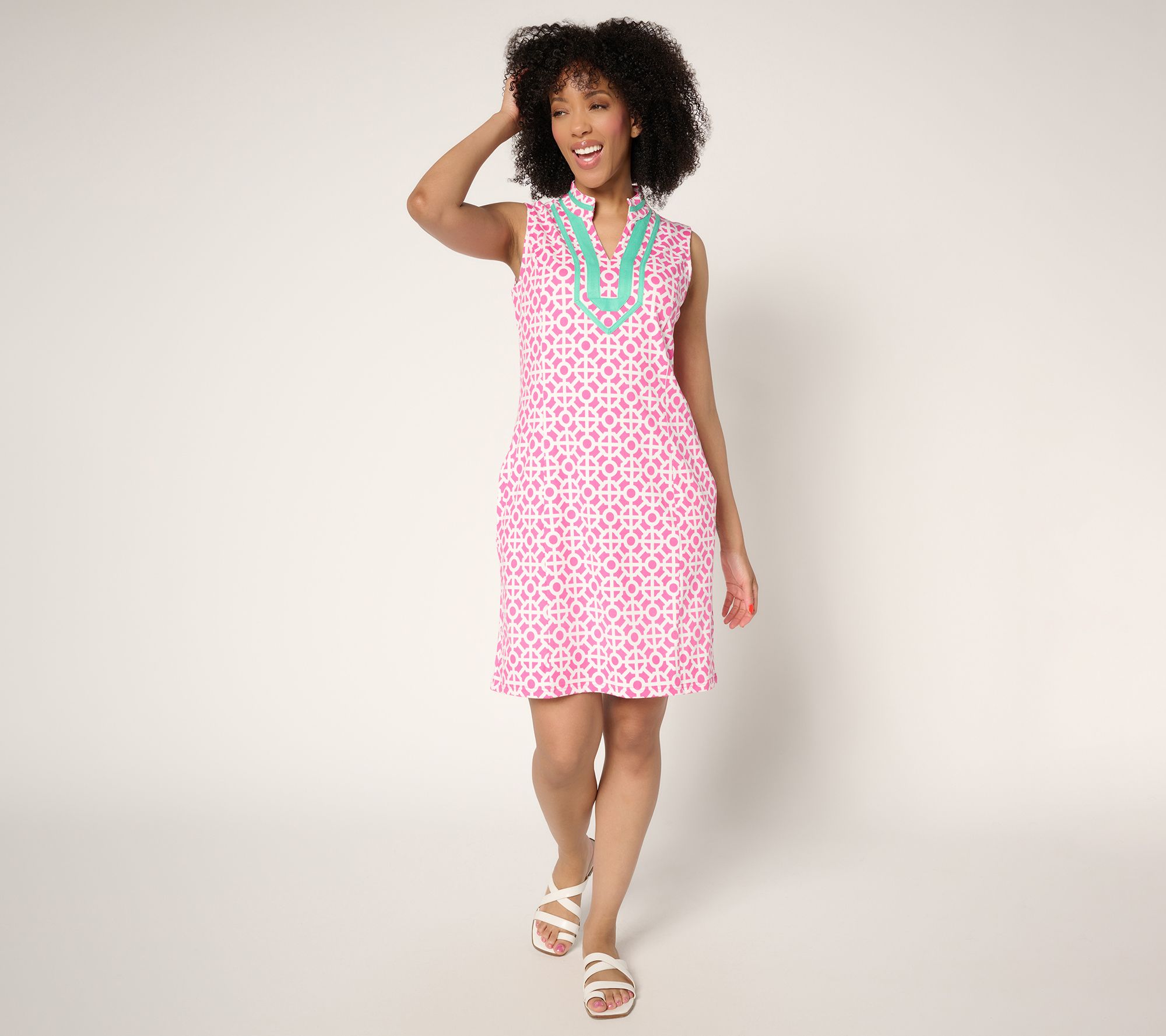 Belle Body by Kim Gravel Petite Geo Athletic Jersey Preppy Dress