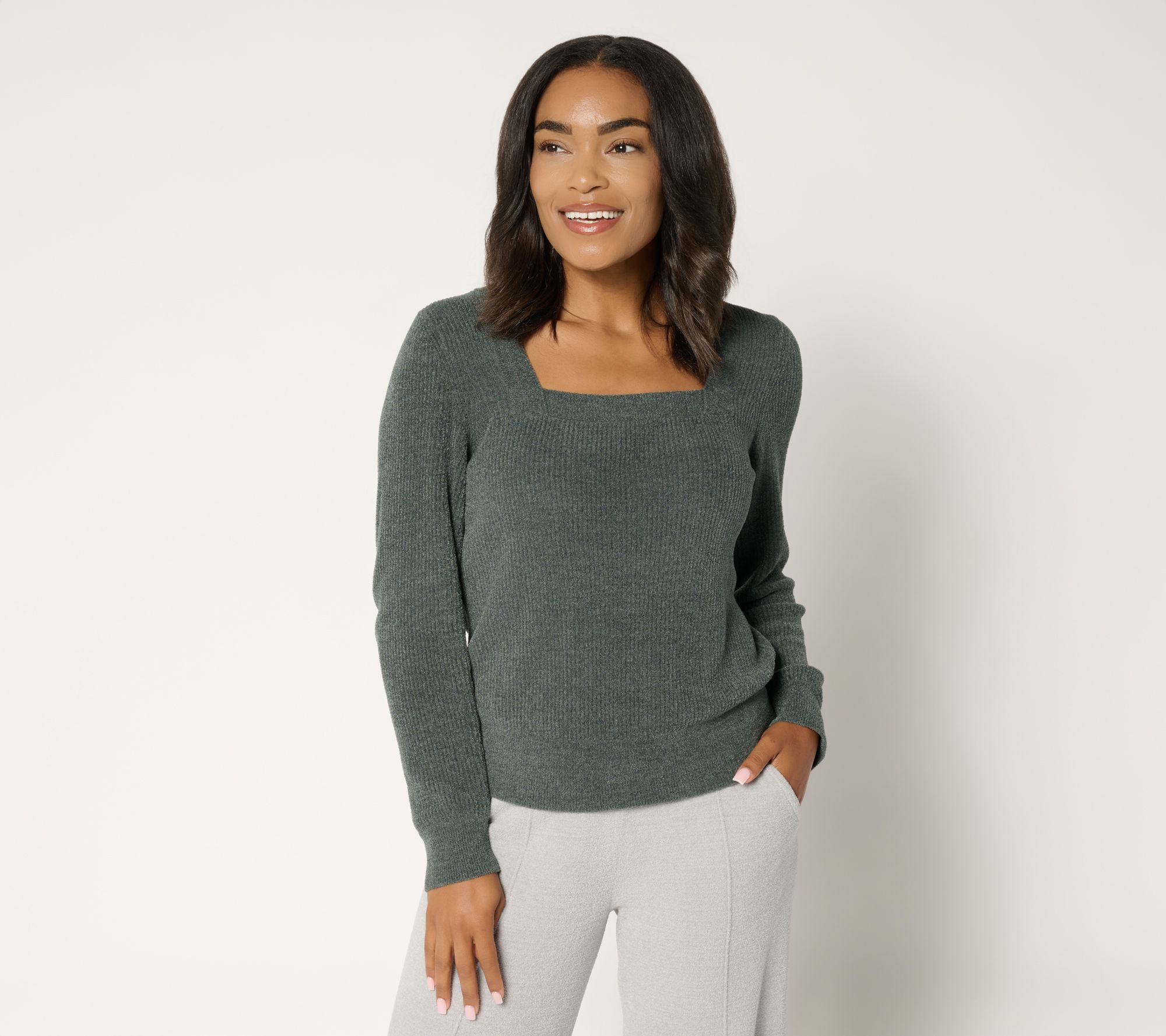 Barefoot Dreams CozyChic Ultra Lite Square Neck Ribbed Pullover