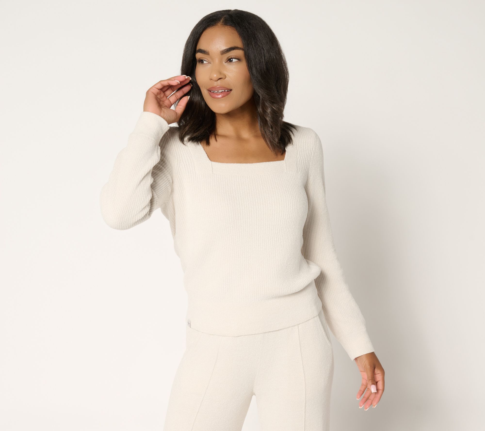 Barefoot Dreams CozyChic Ultra Lite Square Neck Ribbed Pullover