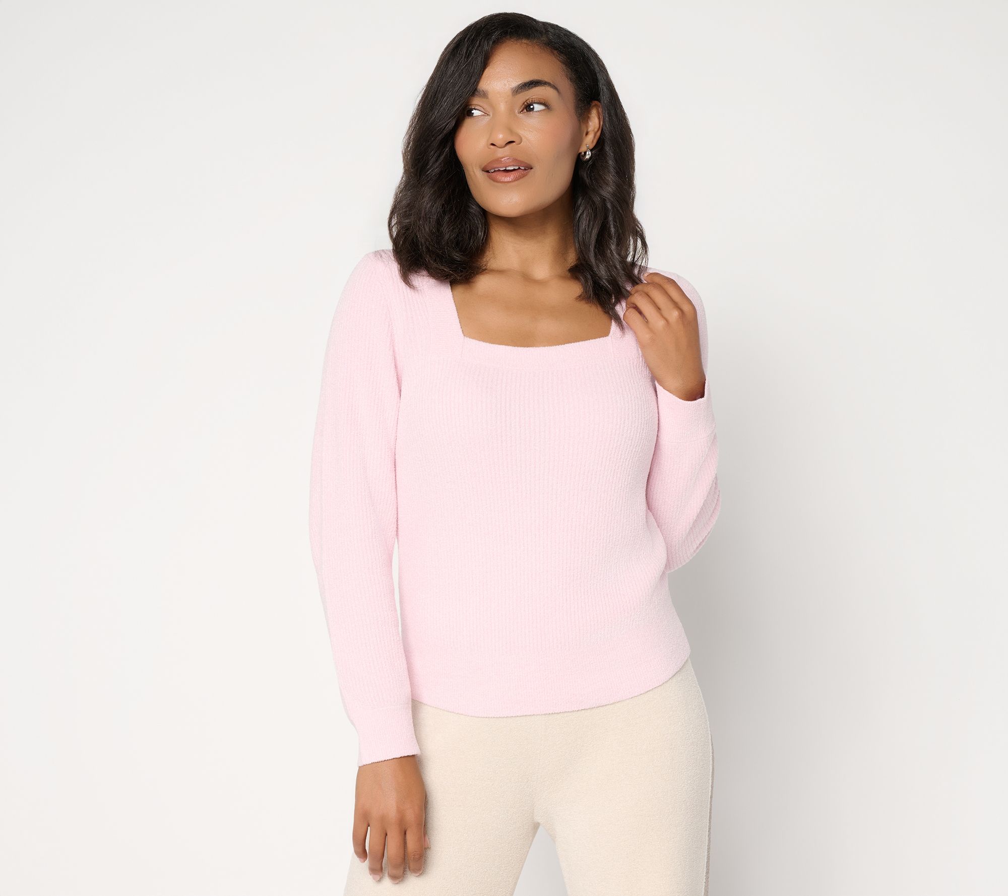 Barefoot Dreams CozyChic Ultra Lite Square Neck Ribbed Pullover