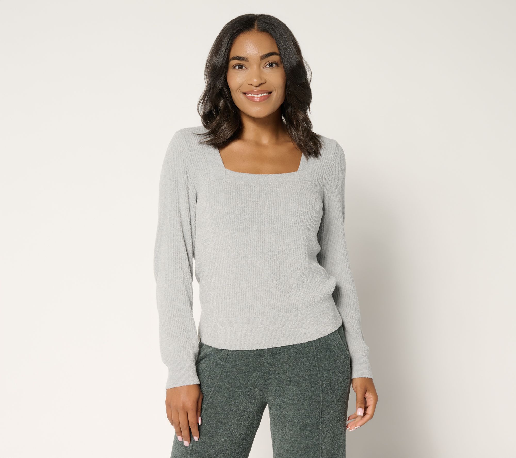 Barefoot Dreams CozyChic Ultra Lite Square Neck Ribbed Pullover