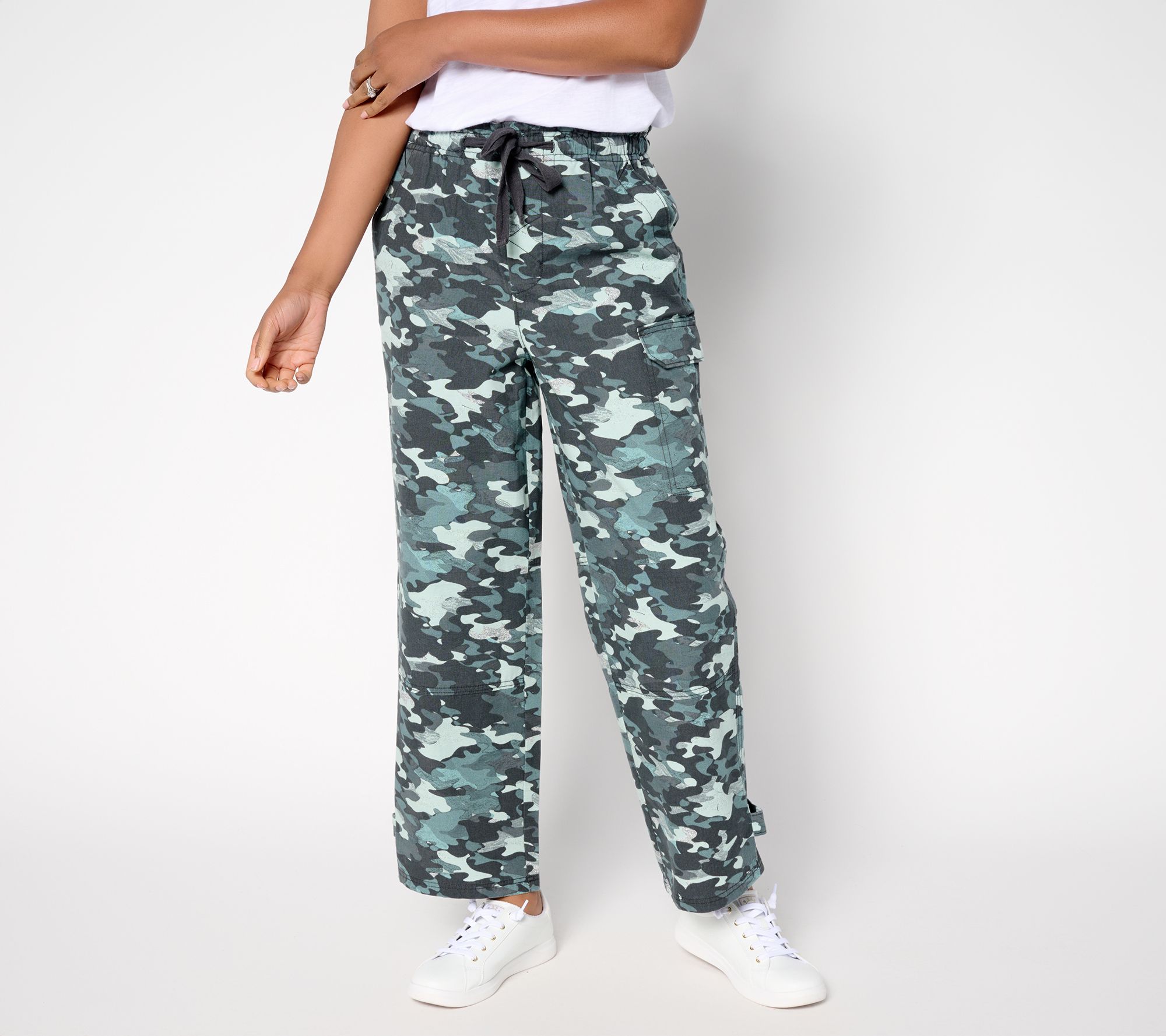 LOGO by Lori Goldstein Regular Printed Cotton Utility Ankle Pants