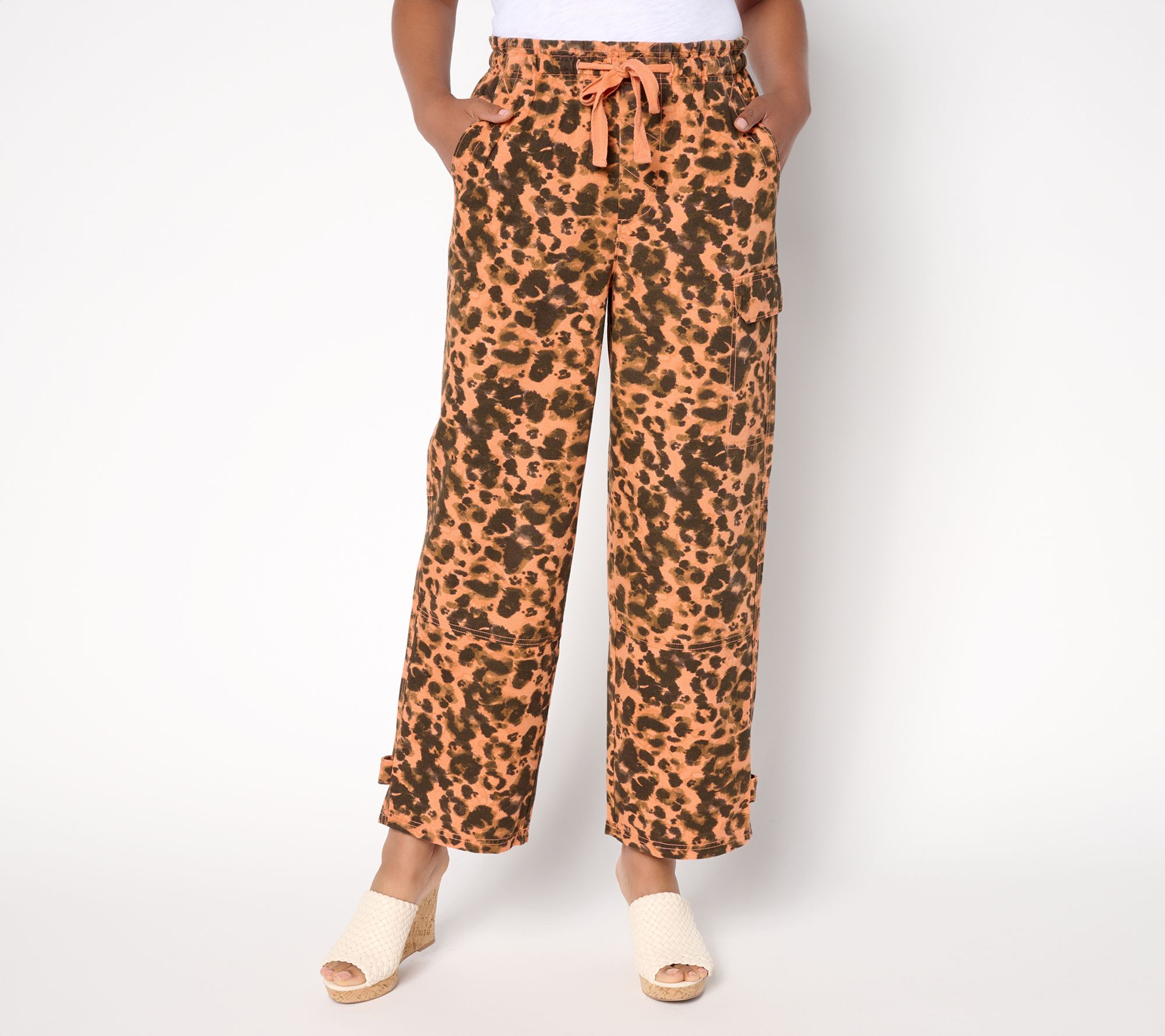 LOGO by Lori Goldstein Regular Printed Cotton Utility Ankle Pants