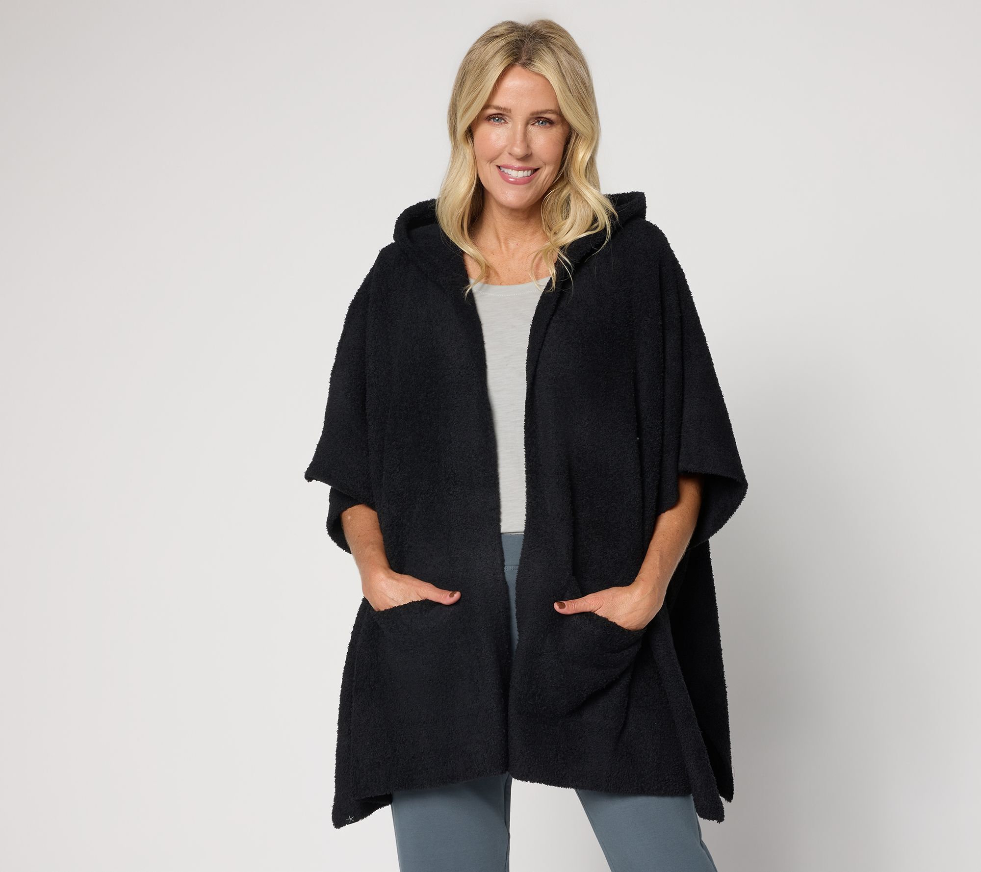 Barefoot Dreams CozyChic Hooded Poncho with Patch Pocket
