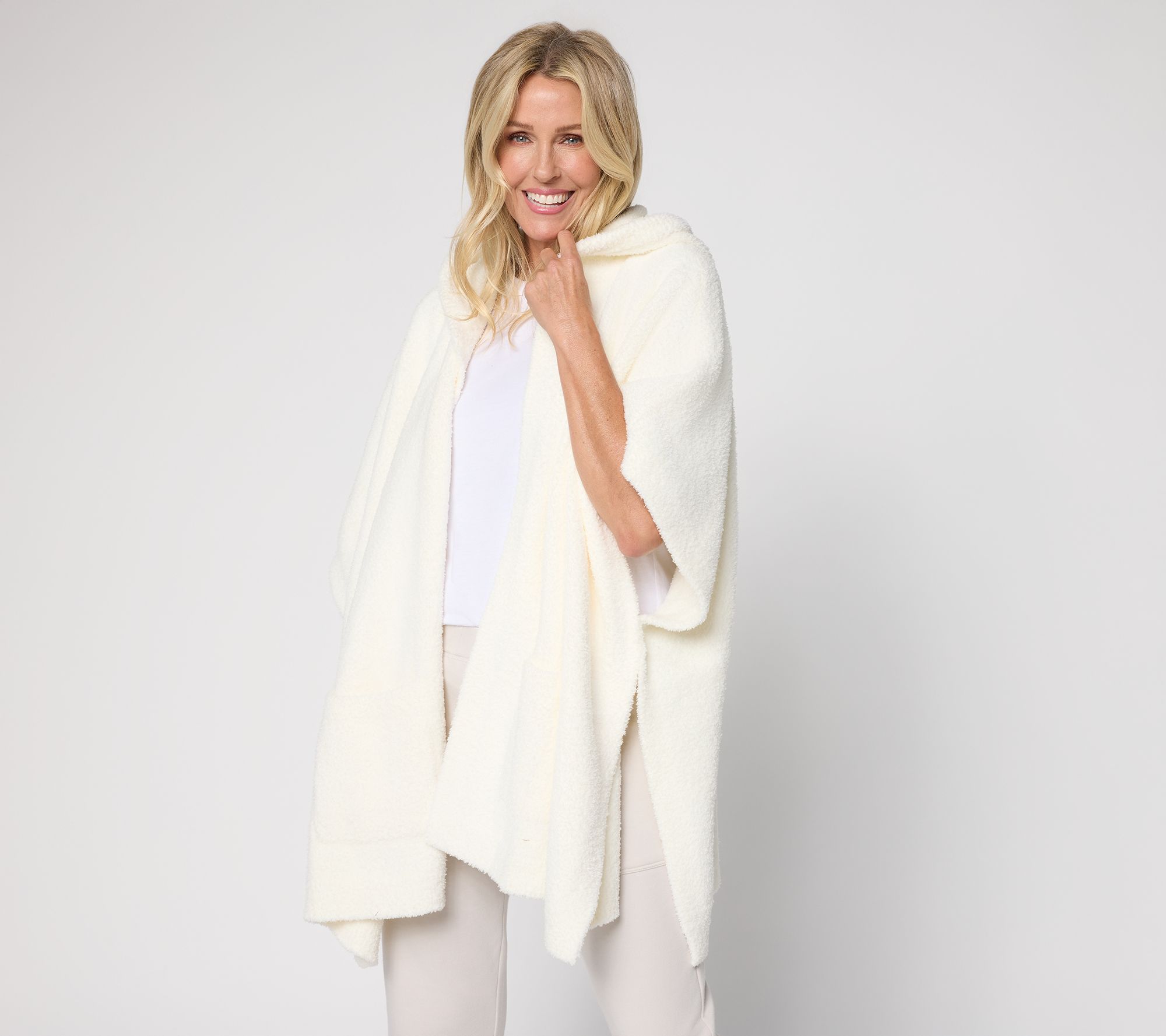 Barefoot Dreams CozyChic Hooded Poncho with Patch Pocket