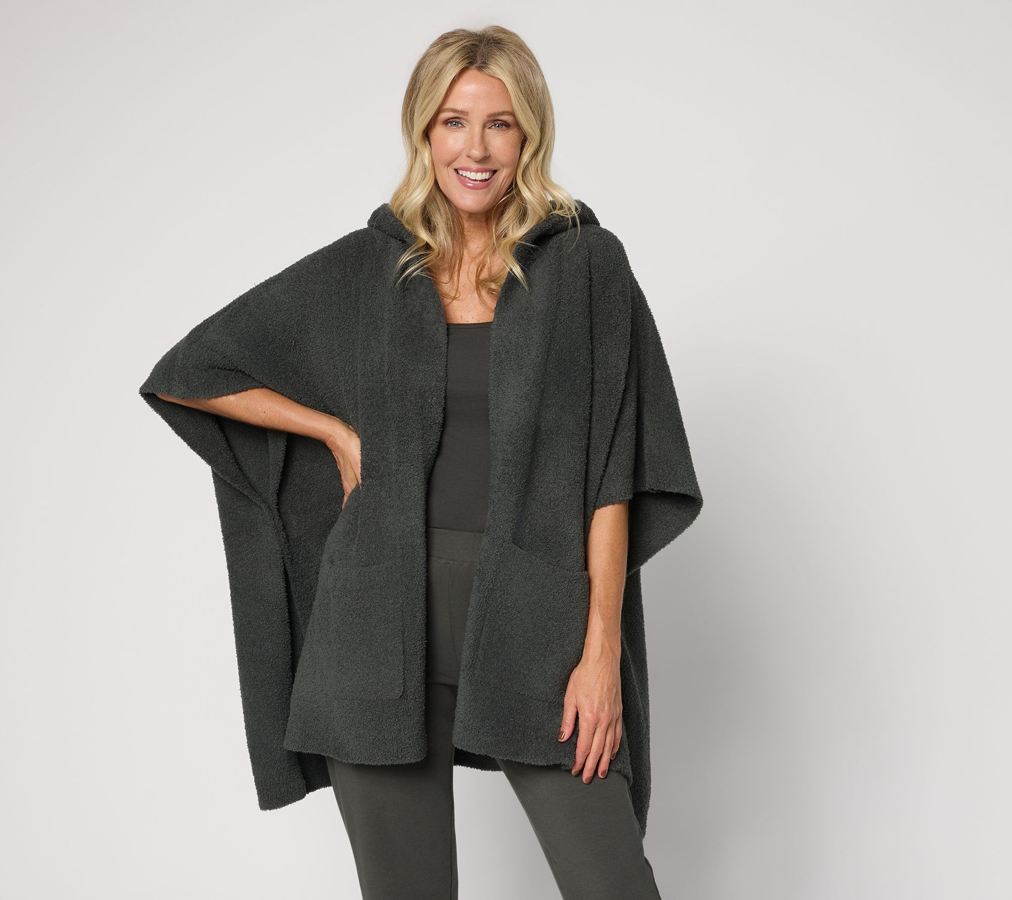 Barefoot Dreams CozyChic Hooded Poncho with Patch Pocket