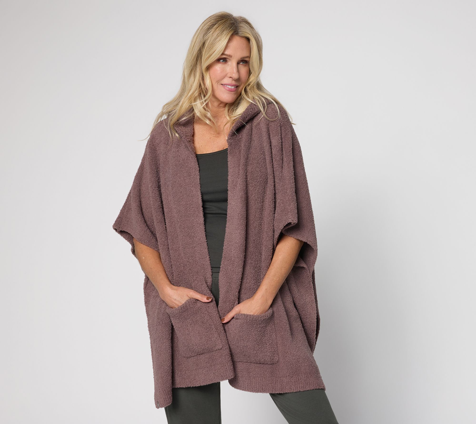 Barefoot Dreams CozyChic Hooded Poncho with Patch Pocket