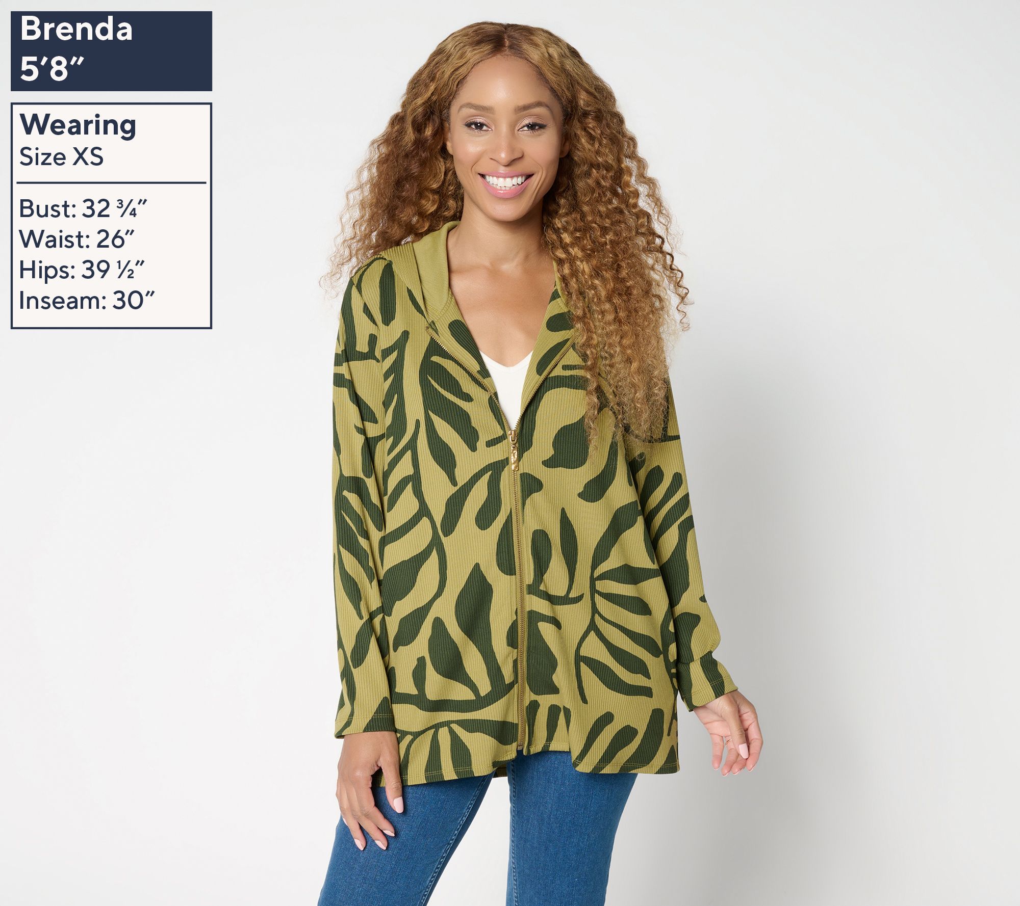 Susan Graver Weekend Regular Printed Zip Front Textured Knit