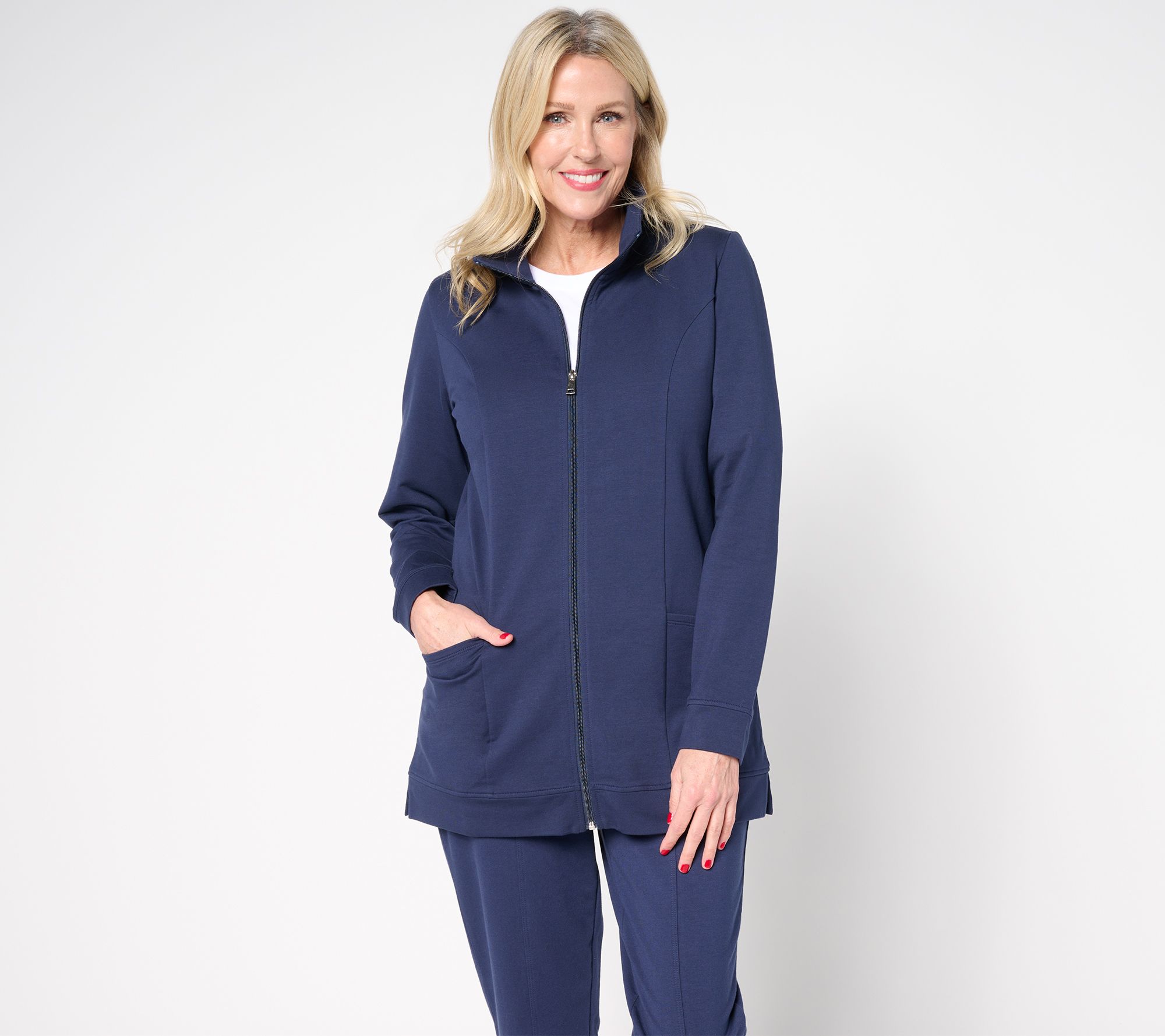 "As Is" Denim & Co. Regular EasyWear French Terry Tunic Jacket