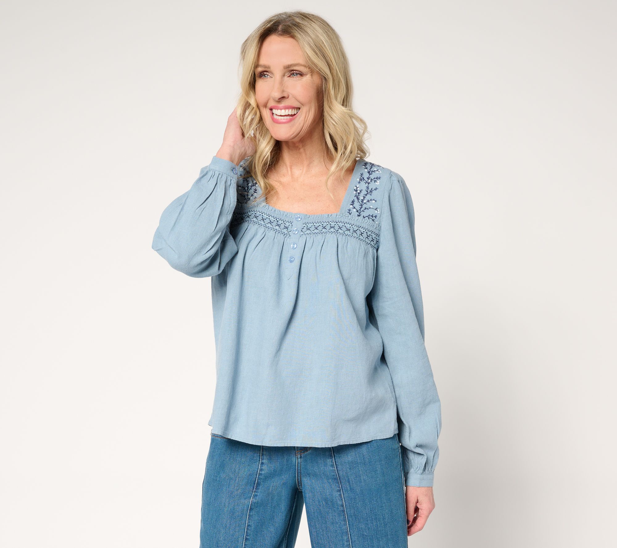 "As Is" Me by Jennie Garth Linda Embroidered Blouse