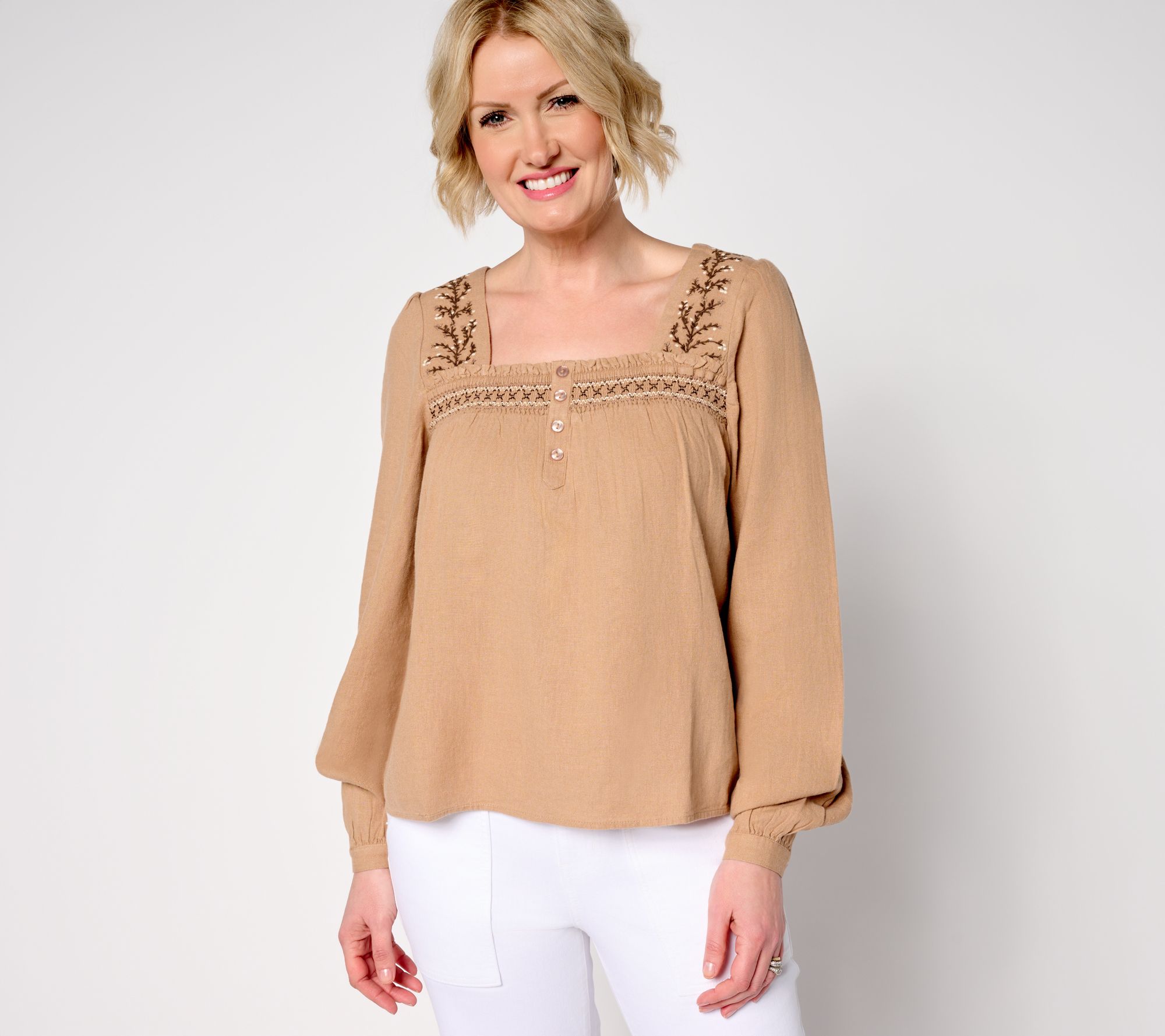 "As Is" Me by Jennie Garth Linda Embroidered Blouse