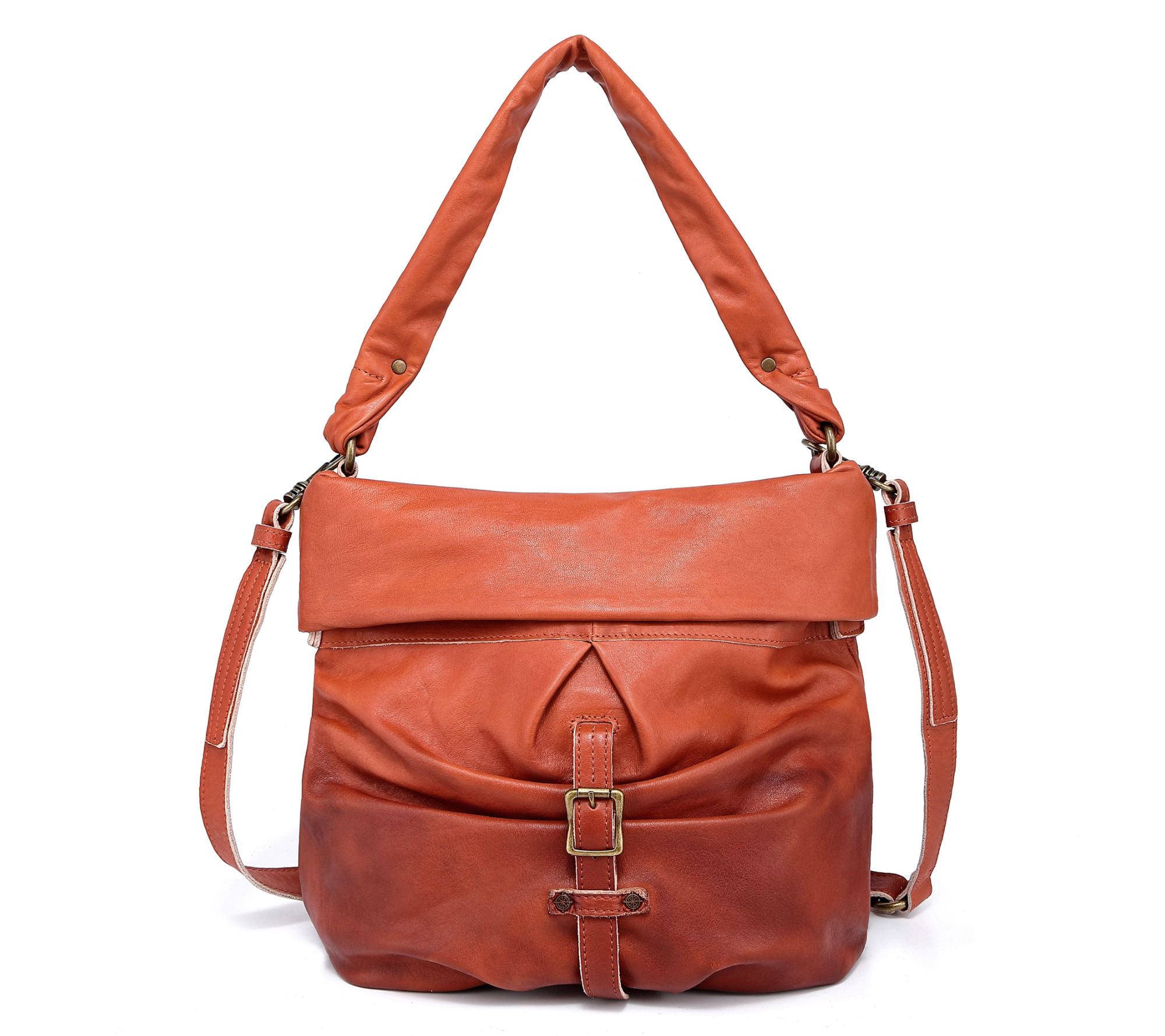 Old Trend Sweet Lotus Leather Bucket Bag with Shoulder Strap
