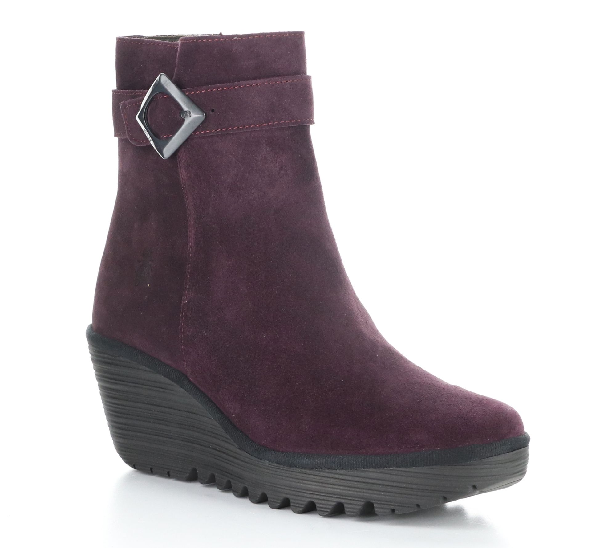 Fly London Oil Suede Side Zip Wedge Boot