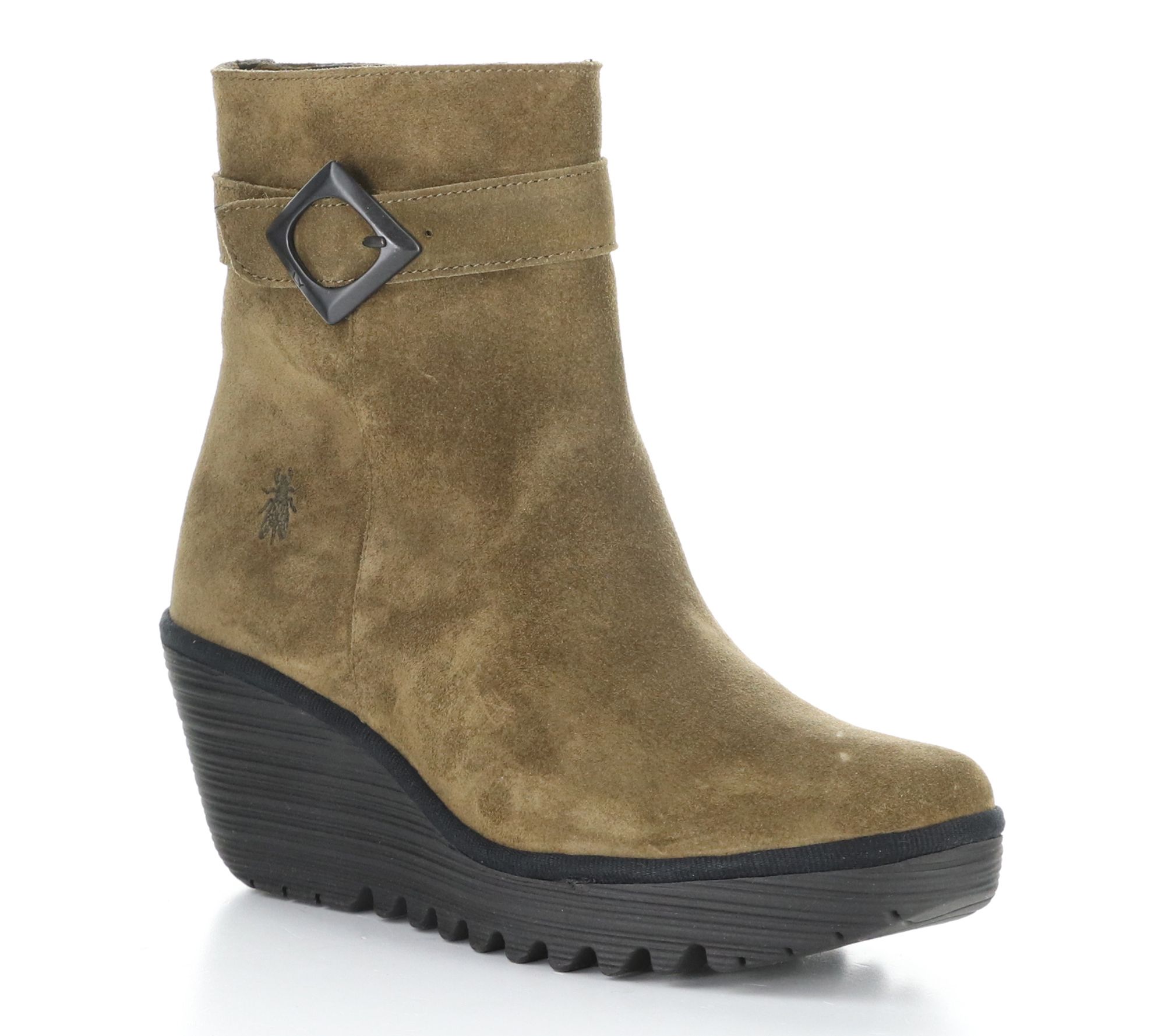 Fly London Oil Suede Side Zip Wedge Boot