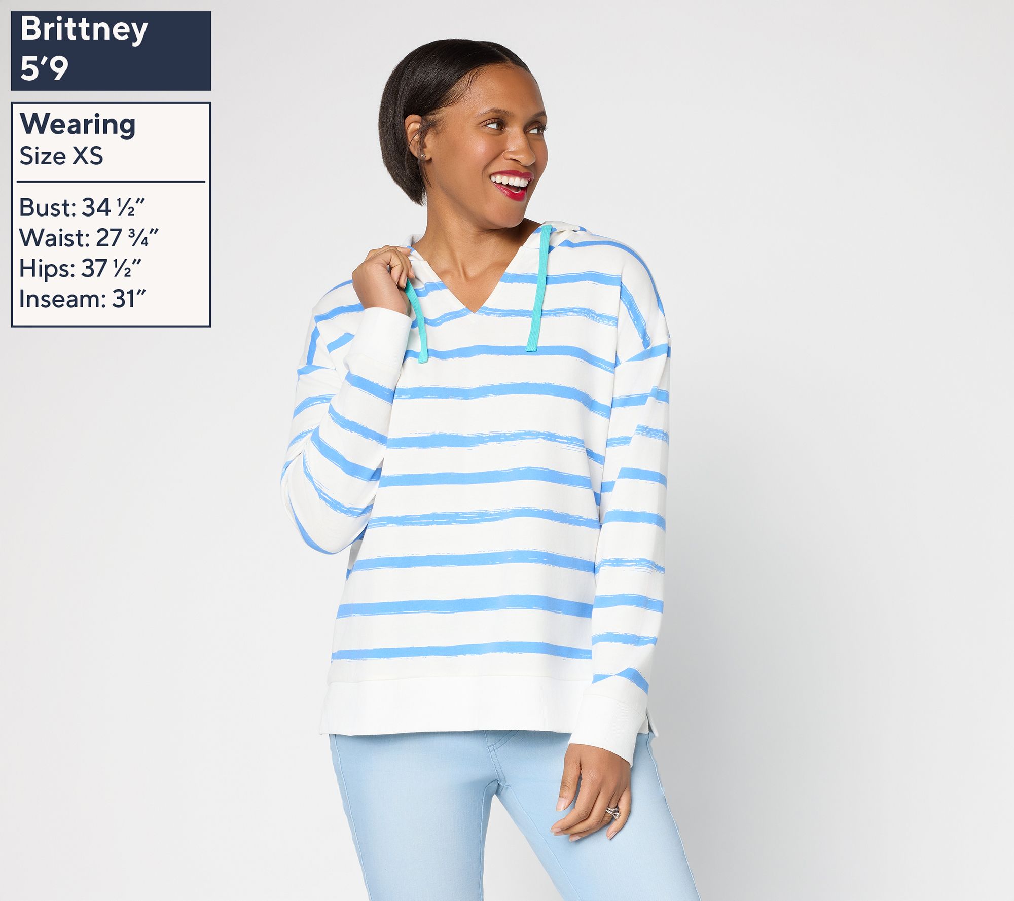 Belle by Kim Gravel French Terry Boardwalk Stripe Hoodie | QVC