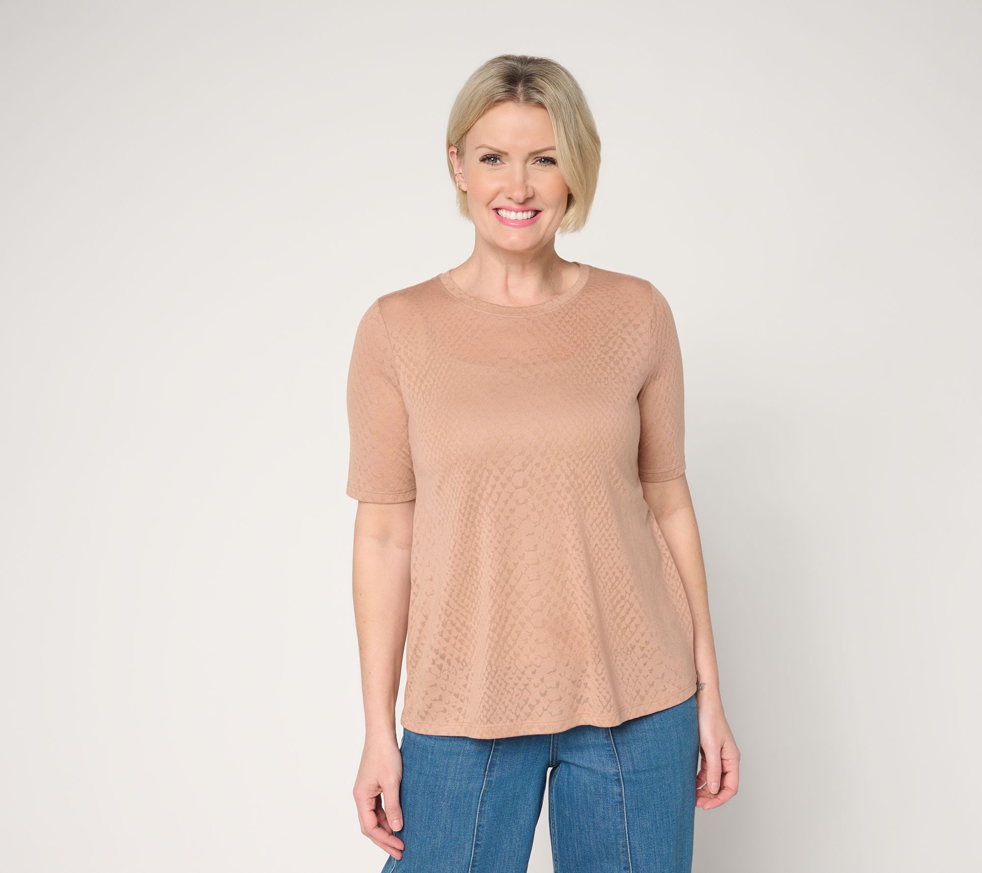 LOGO Layers by Lori Goldstein Elbow Sleeve Burnout Top