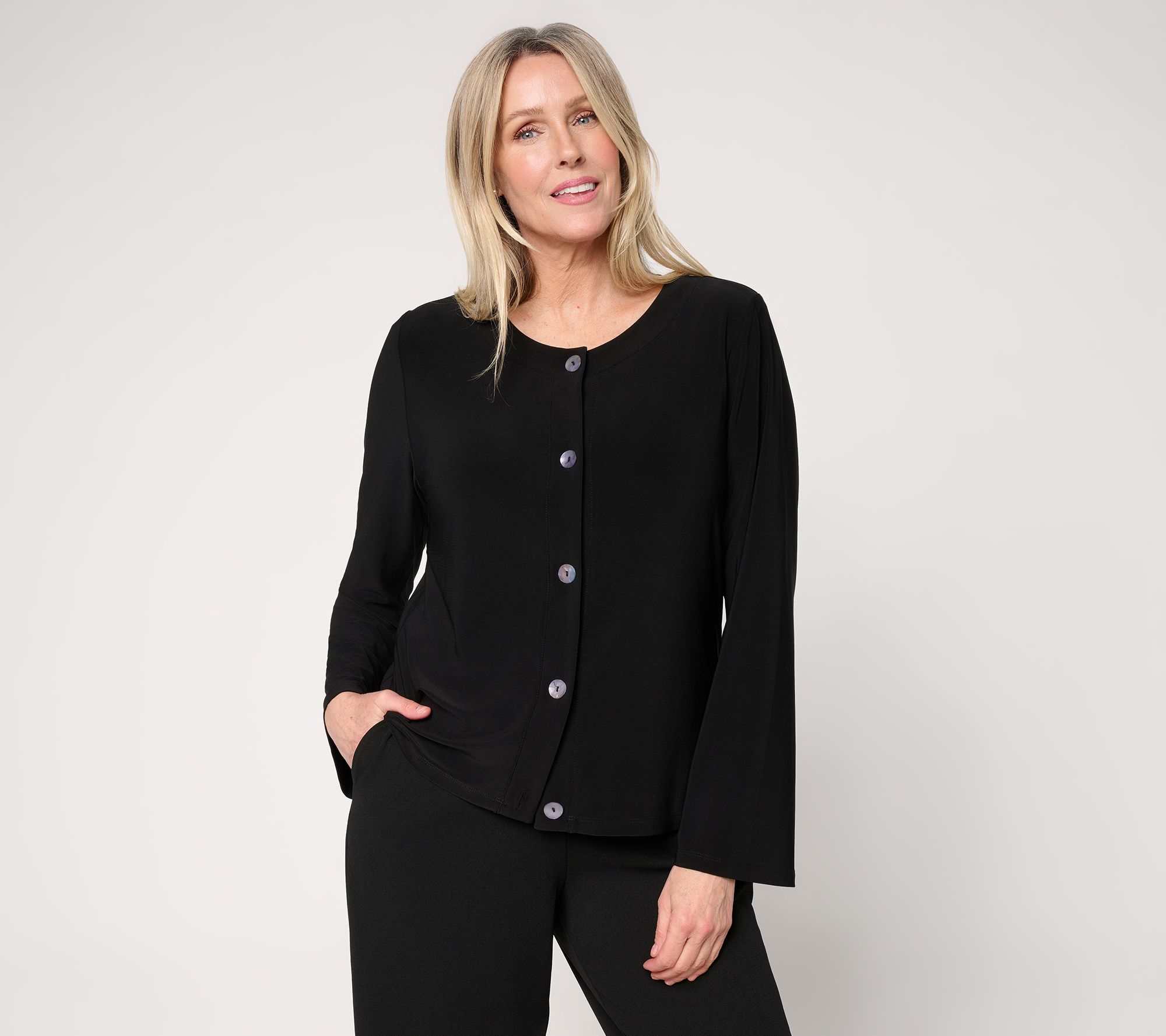 Dennis Basso Italia Knit Soft Bell Sleeve Cardigan