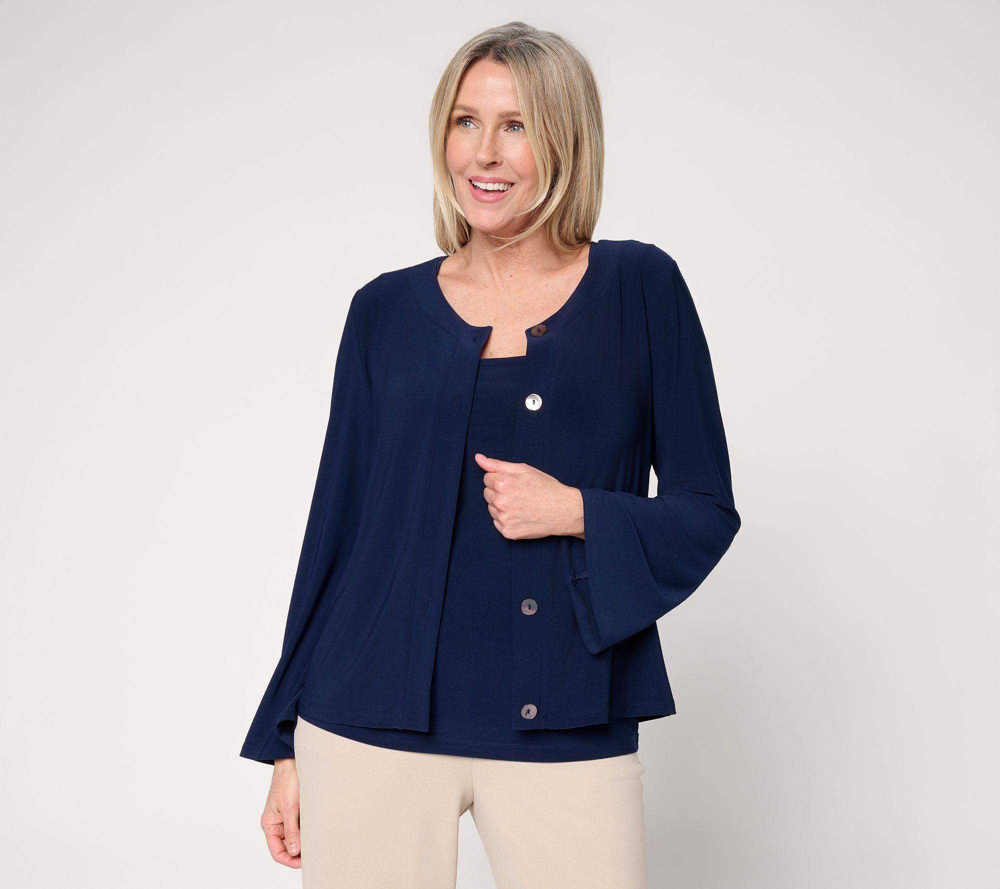 Dennis Basso Italia Knit Soft Bell Sleeve Cardigan