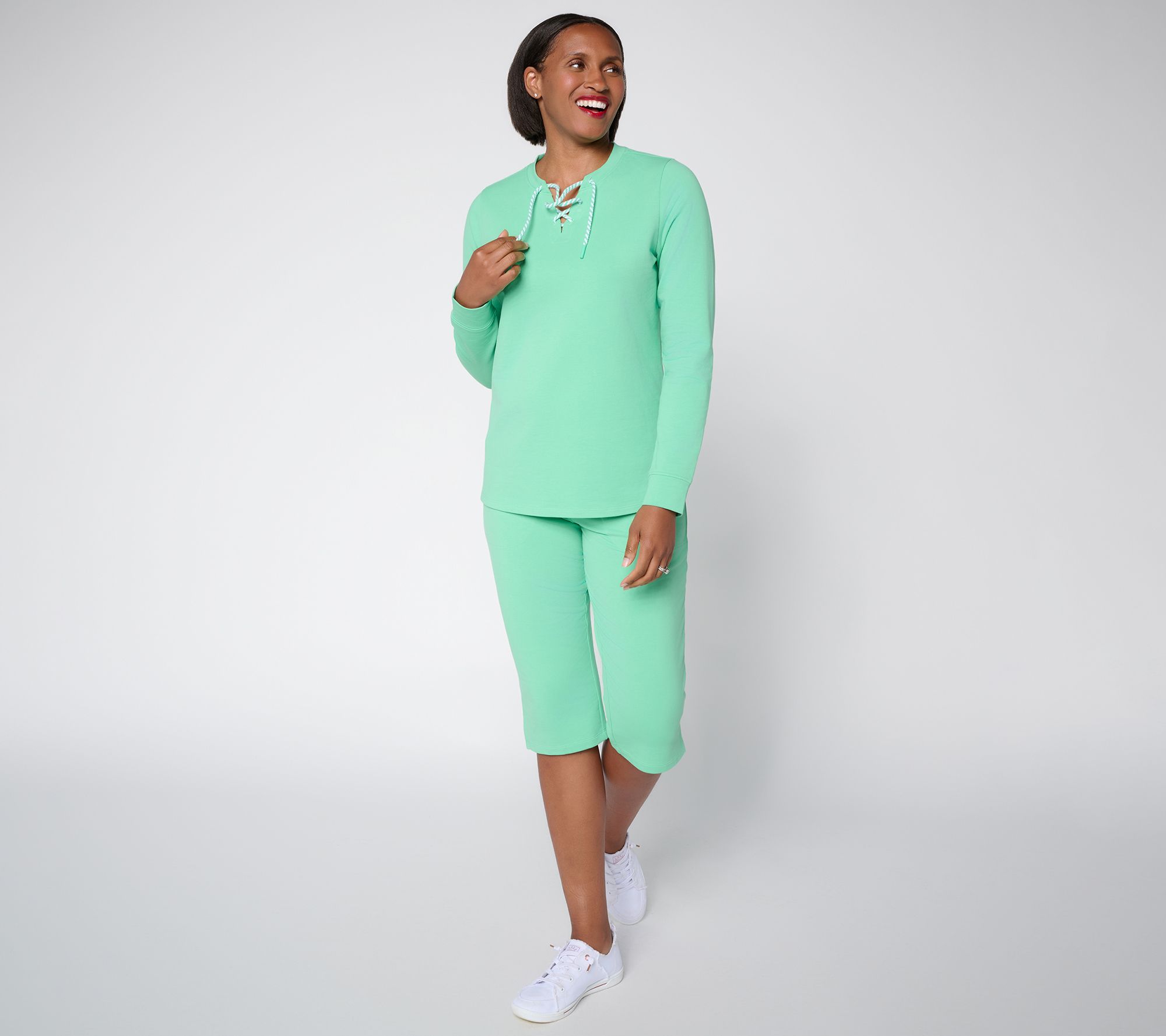 Denim & Co. Active Petite EasyWear French Terry Set