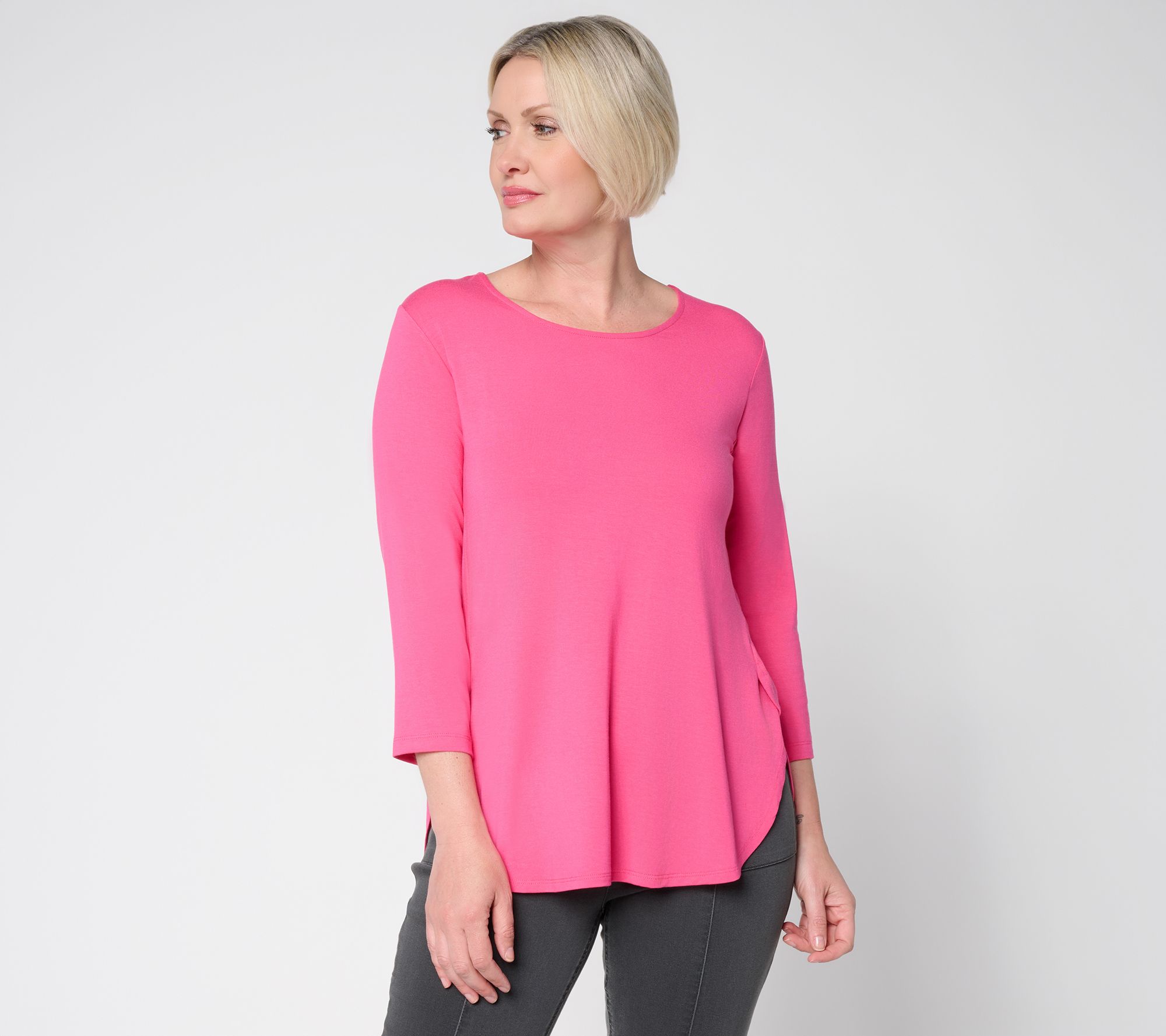 Susan Graver Essentials Regular Rayon Allure Knit Shirttail Tunic