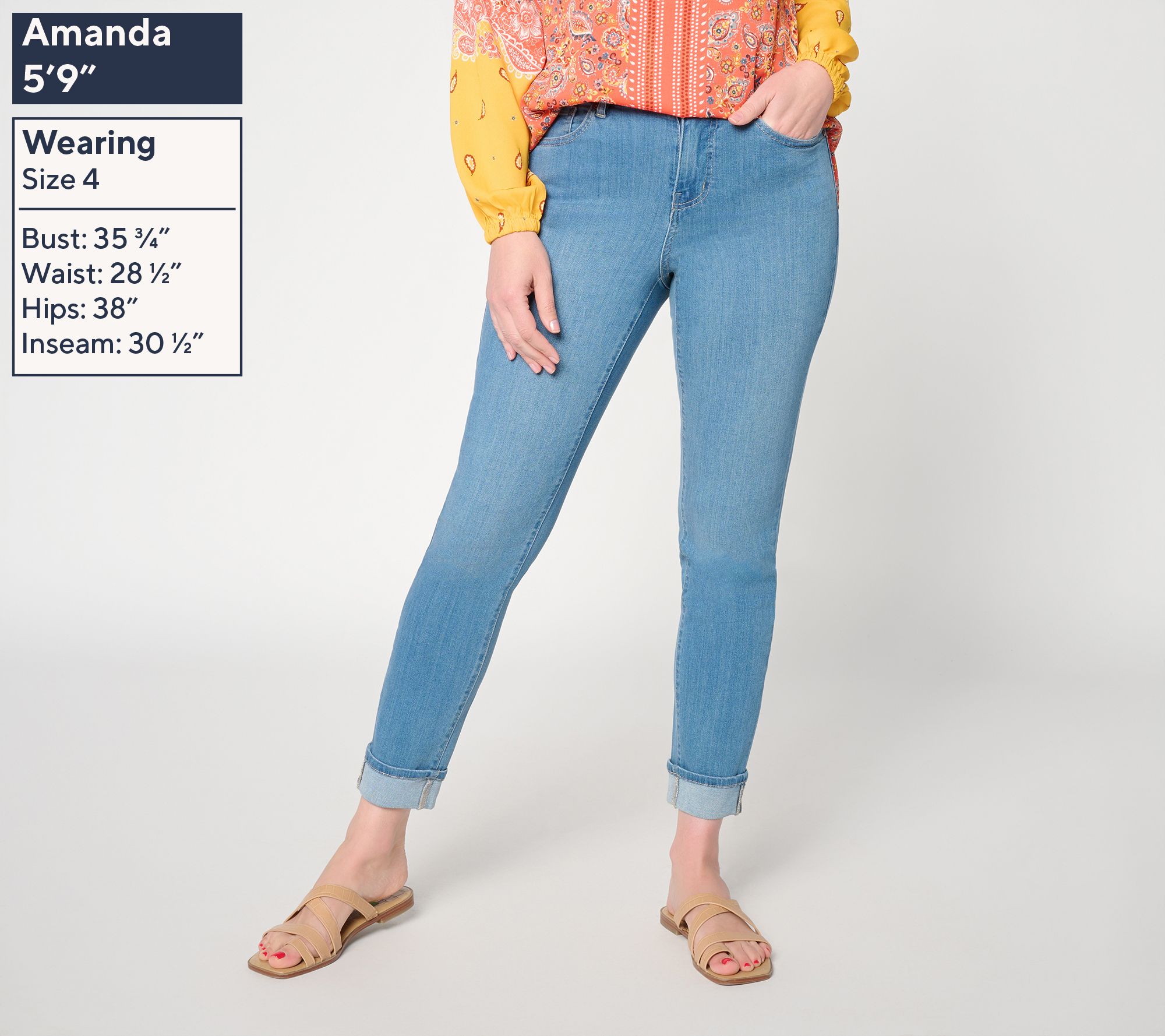 Belle by Kim Gravel Regular Primabelle Denim Mini Cuff Ankle Jean