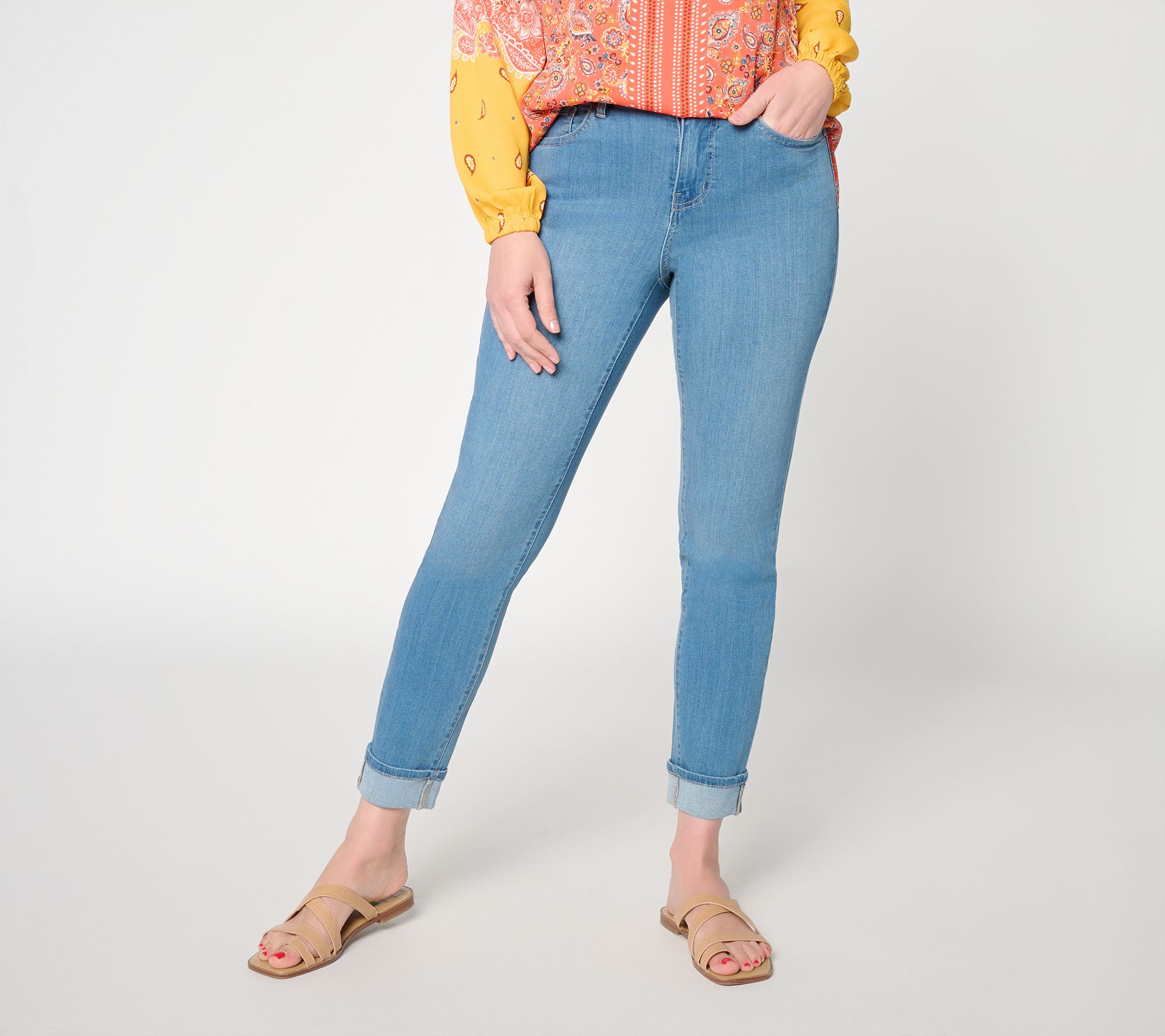 Belle by Kim Gravel Regular Primabelle Denim Mini Cuff Ankle Jean