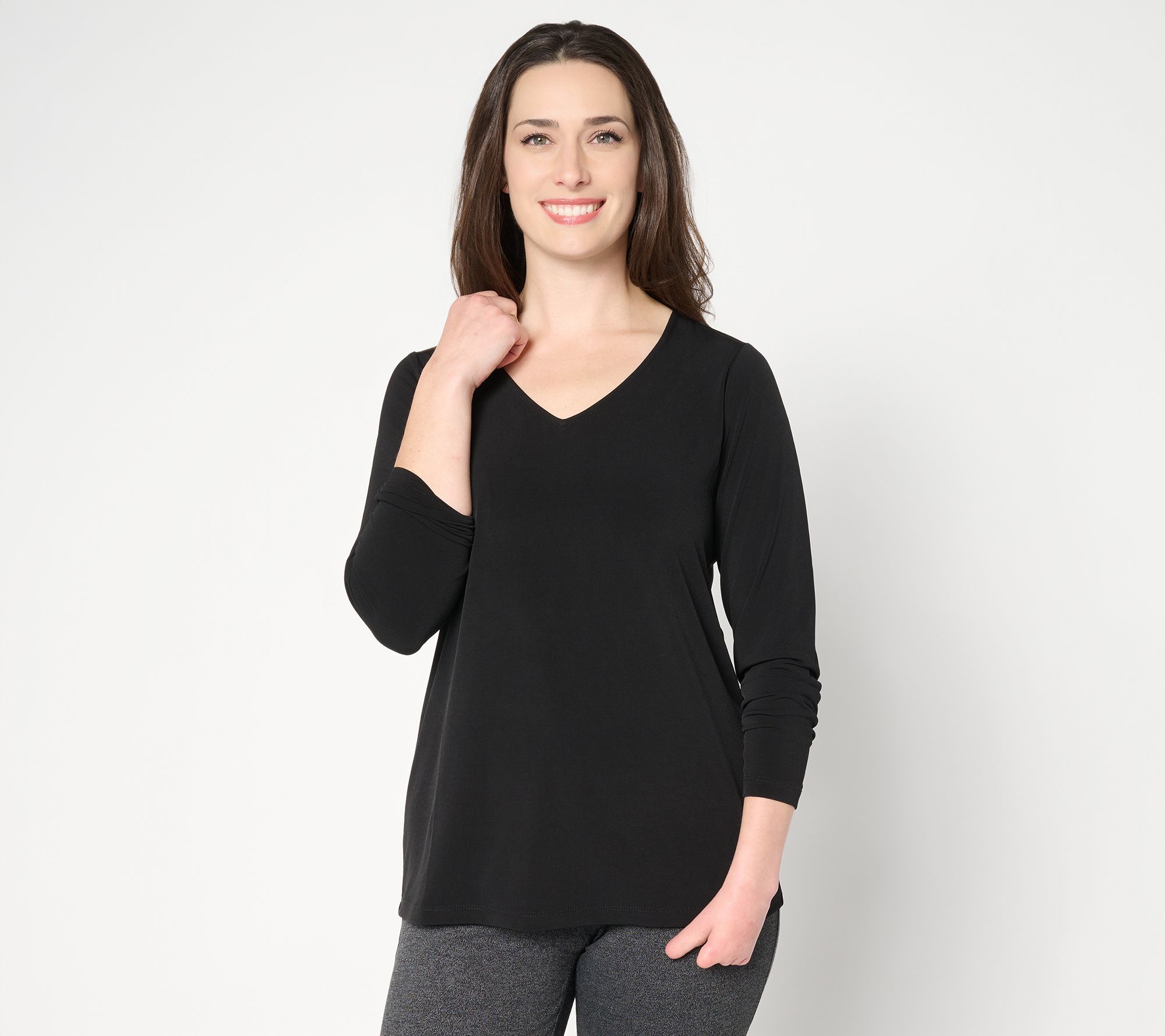 "As Is" Susan Graver Essentials Liquid Knit V-Neck Top
