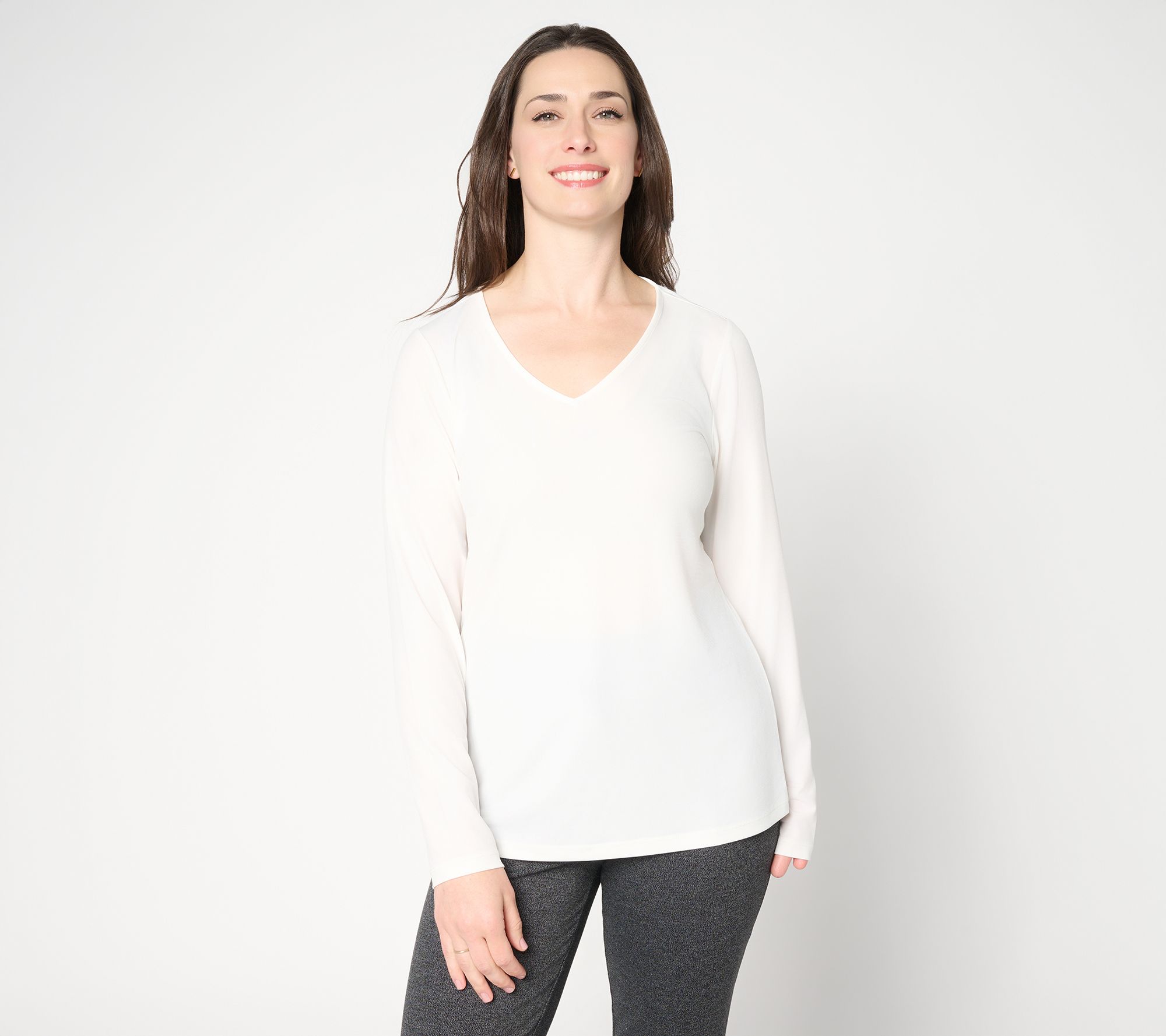 "As Is" Susan Graver Essentials Liquid Knit V-Neck Top