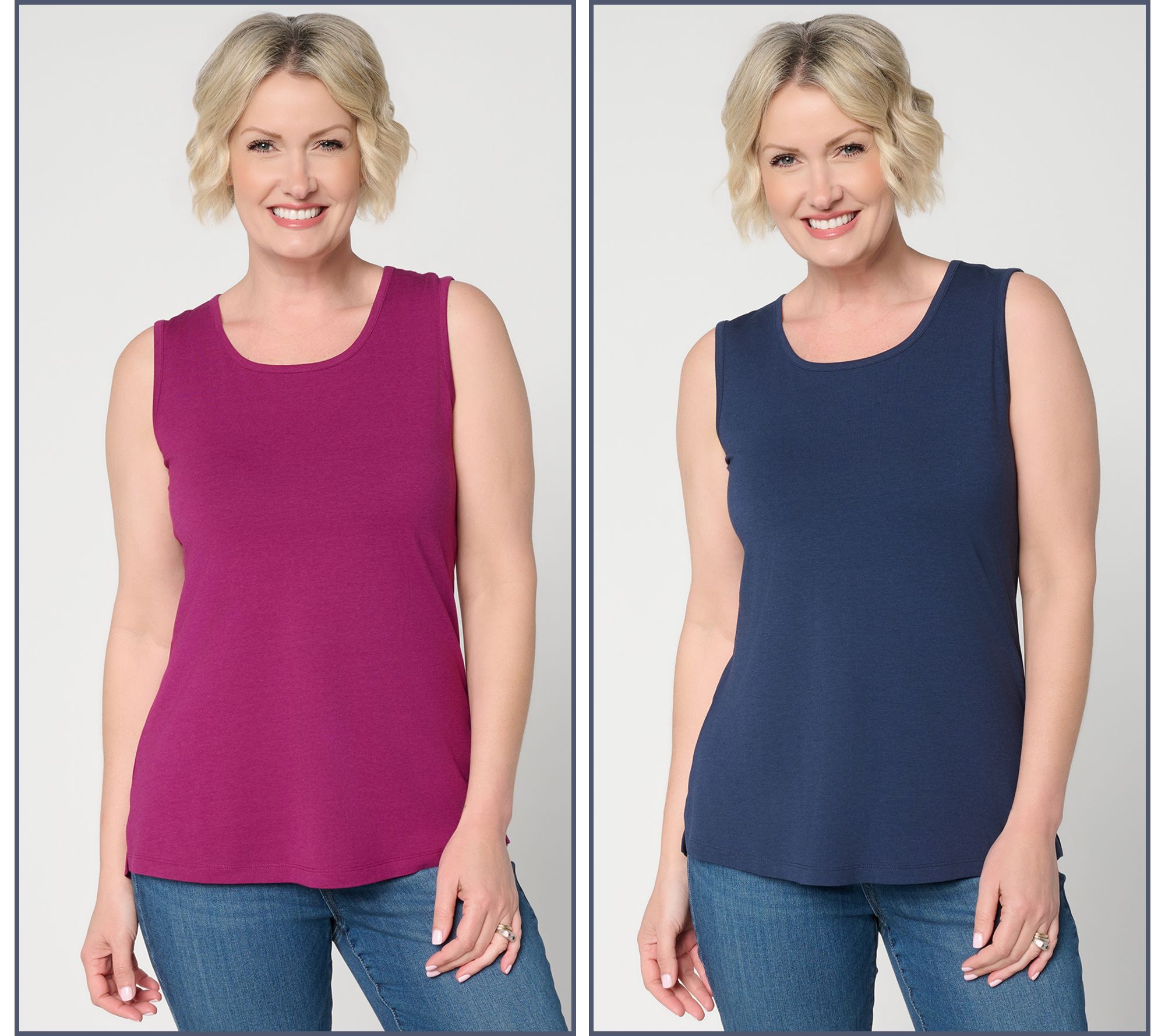 Denim & Co. Essentials Petite So Soft Jersey 2-Pack Tanks