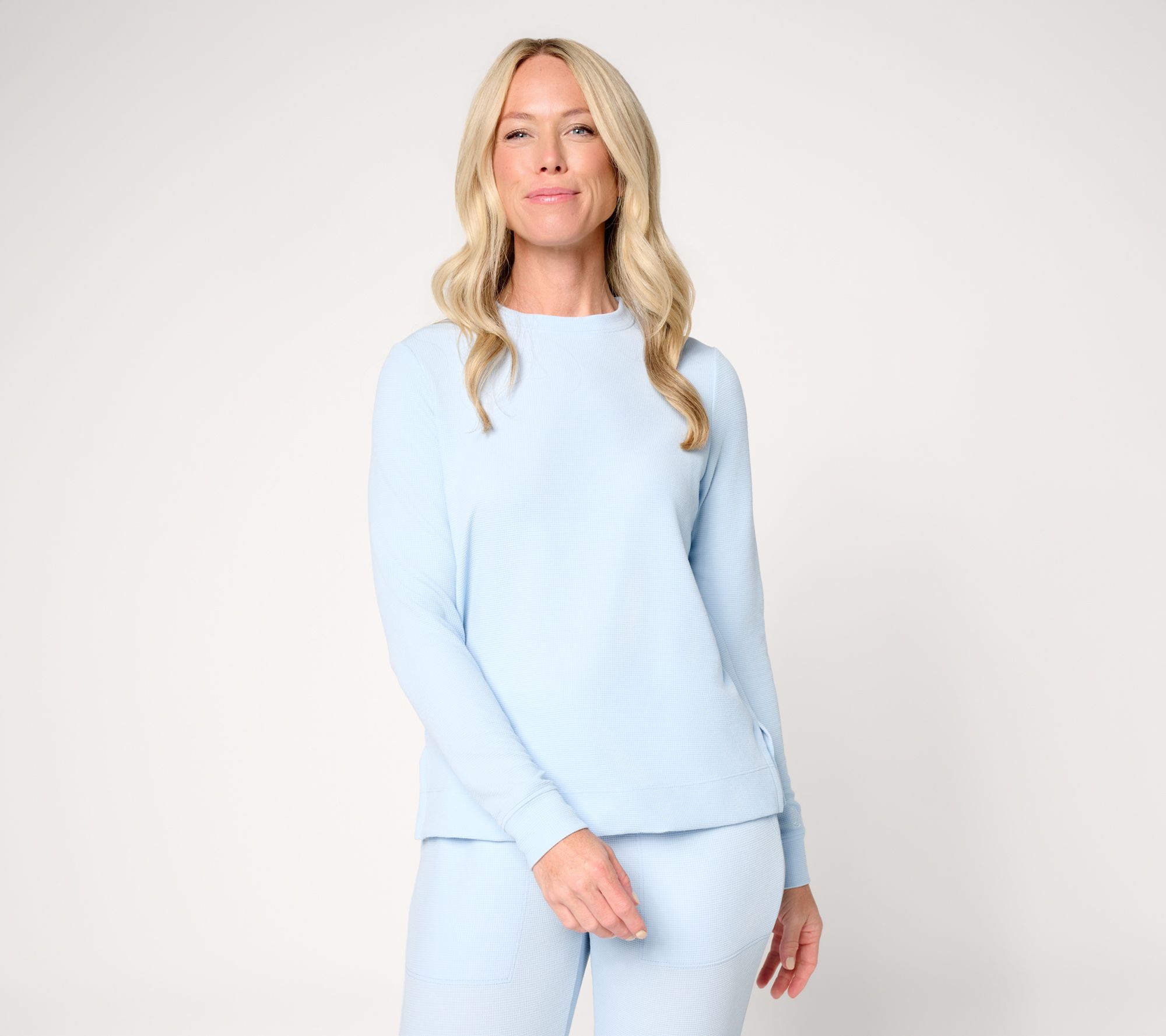 Cuddl Duds Mini Waffle Crew Neck Pullover
