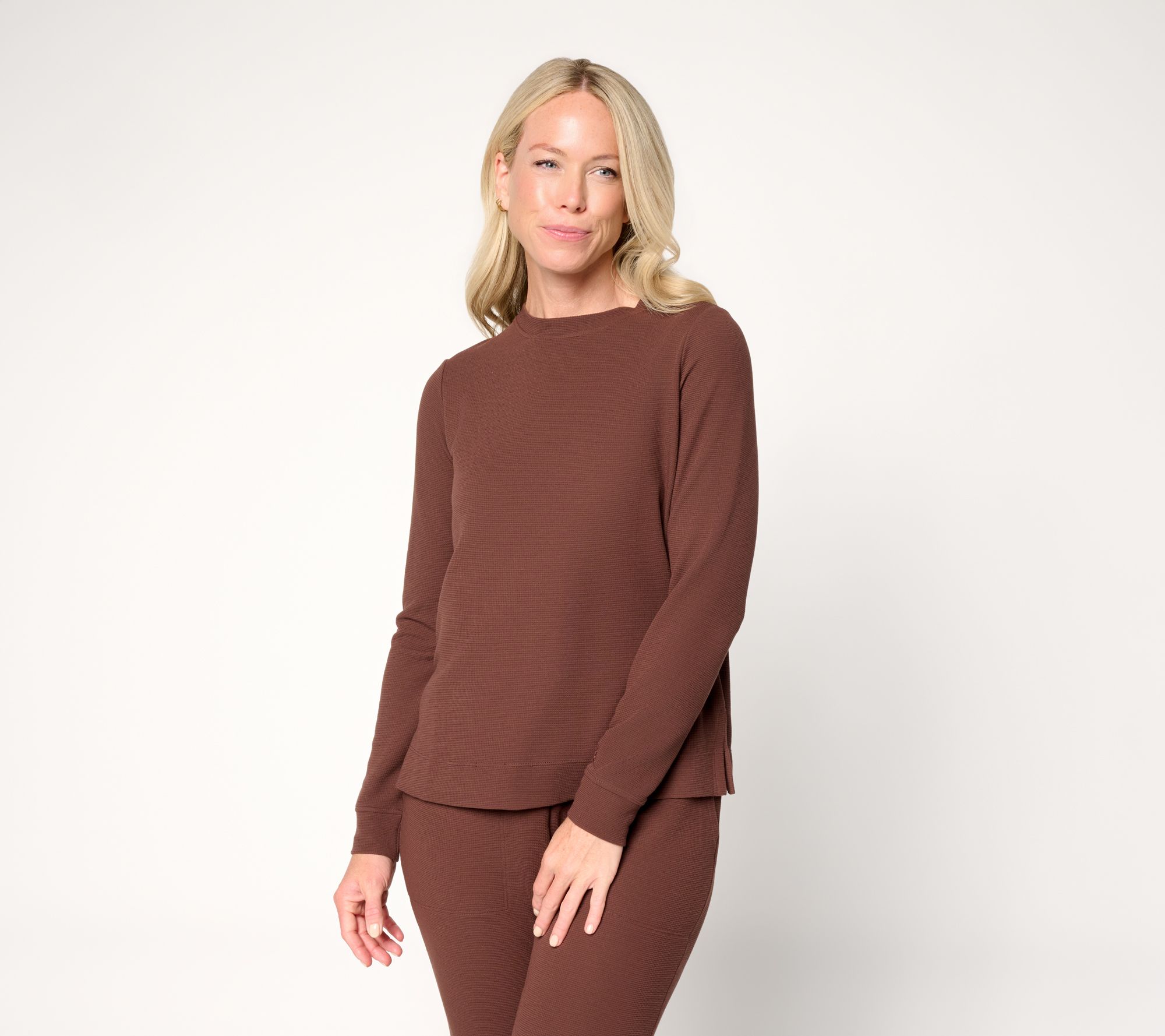 Cuddl Duds Mini Waffle Crew Neck Pullover