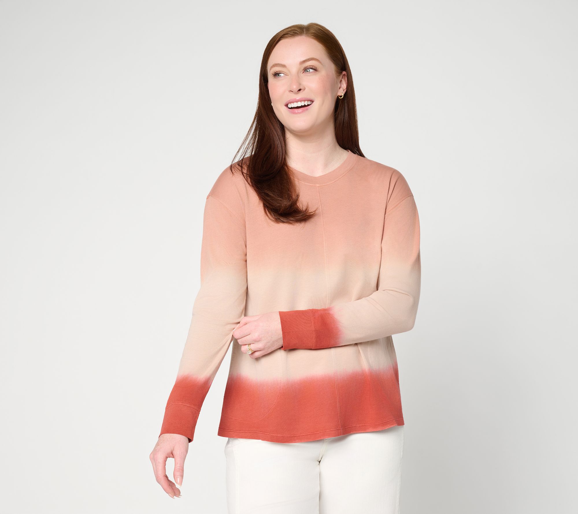 "As Is" LOGO by Lori Goldstein Dip Dye Long Sleeve Top