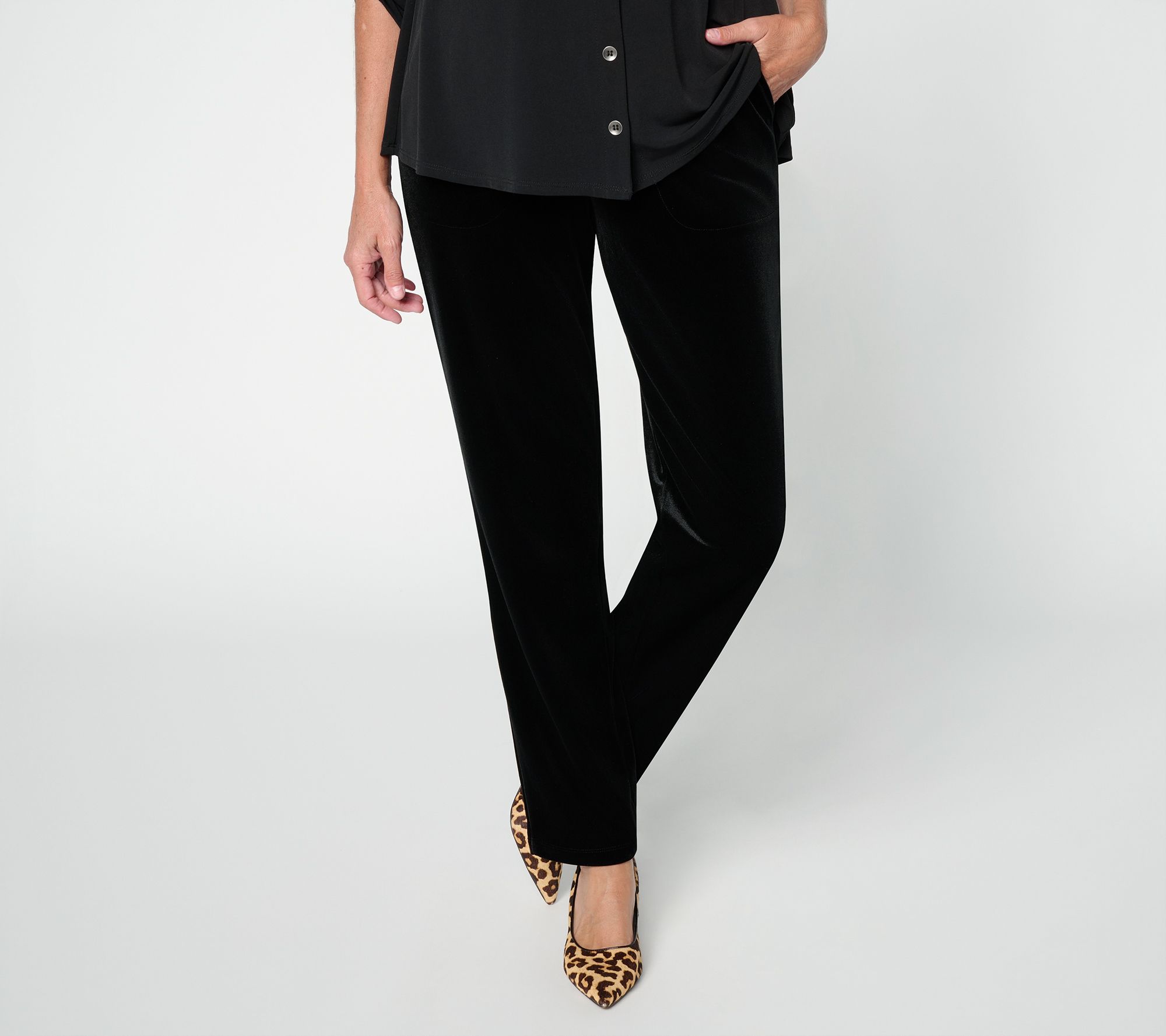 Denim & Co. Regular Scuba Velvet Straight Leg Pants