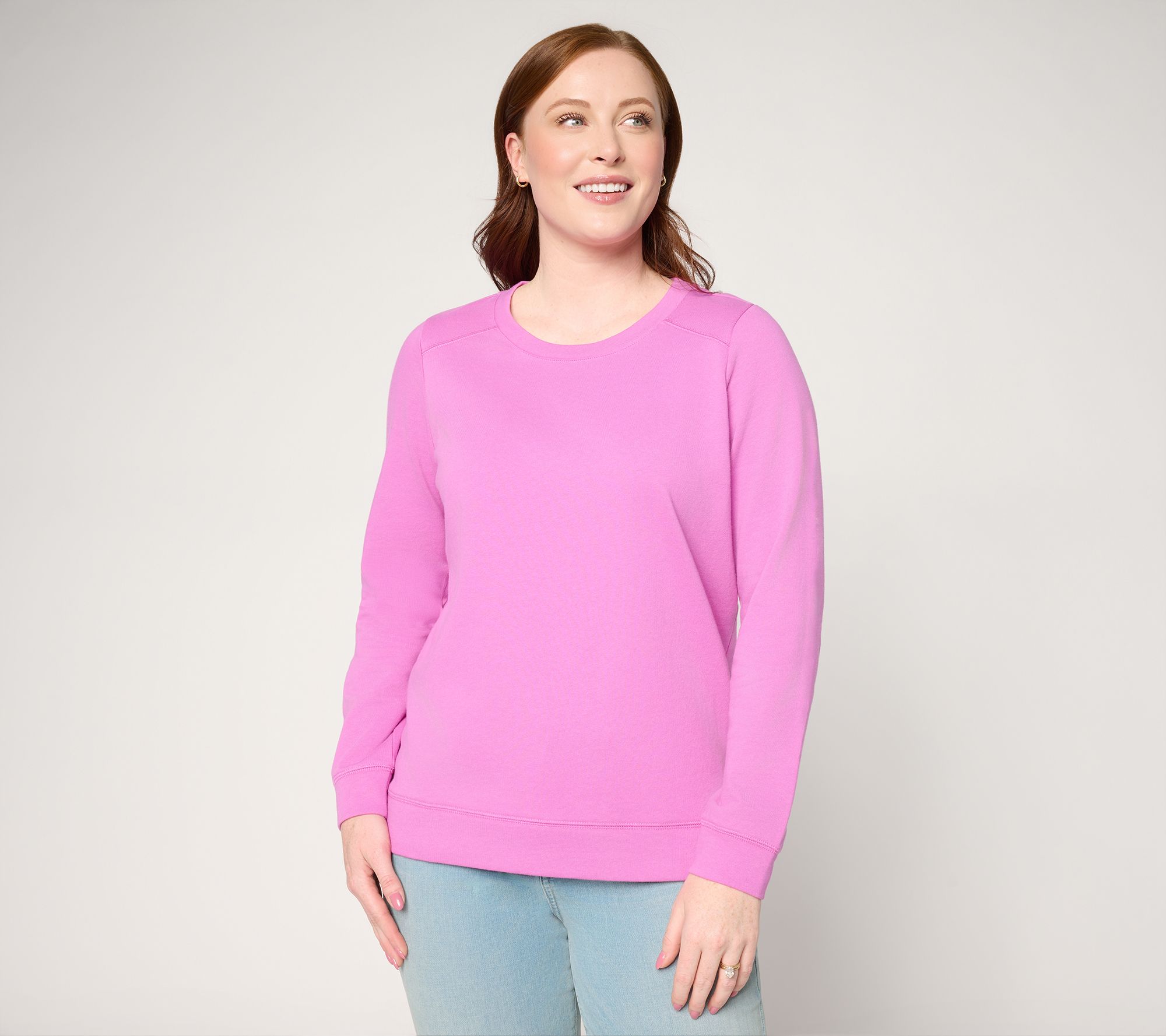 "As Is" AnyBody Cotton French Terry Crewneck Sweatshirt