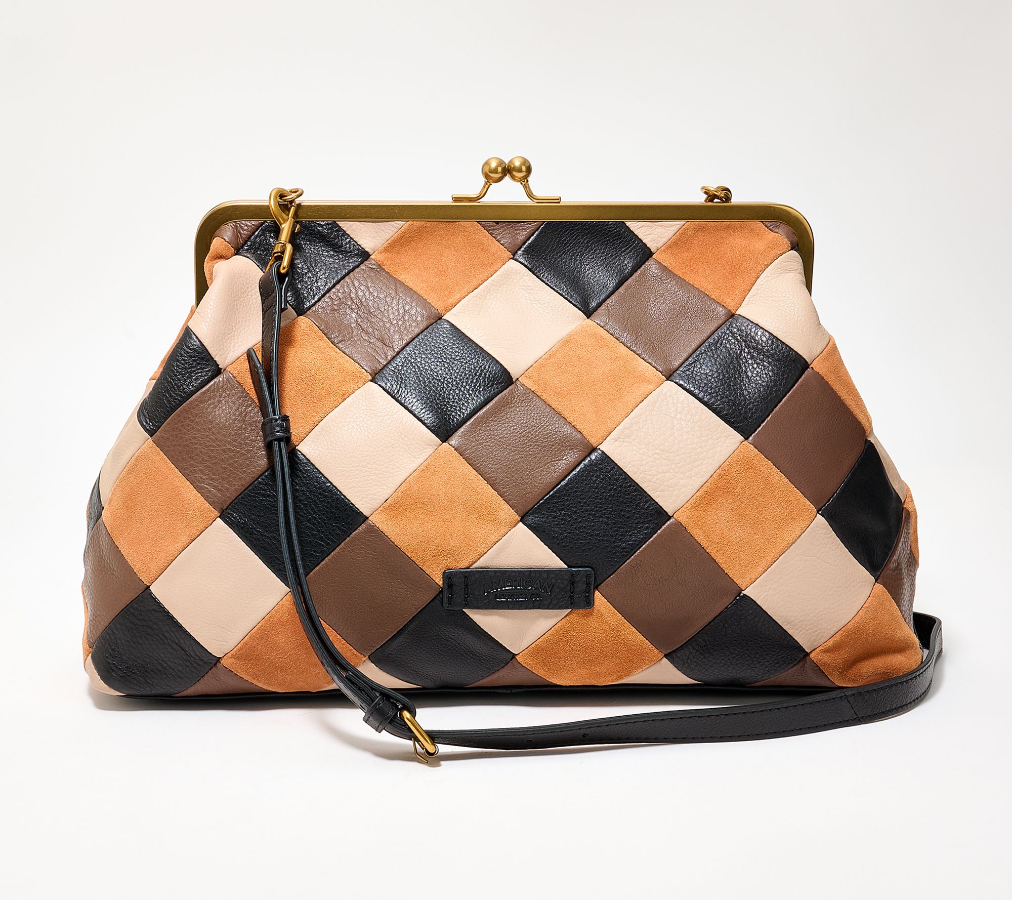 American Leather Co. Grace Oversized Suede Clutch with Strap