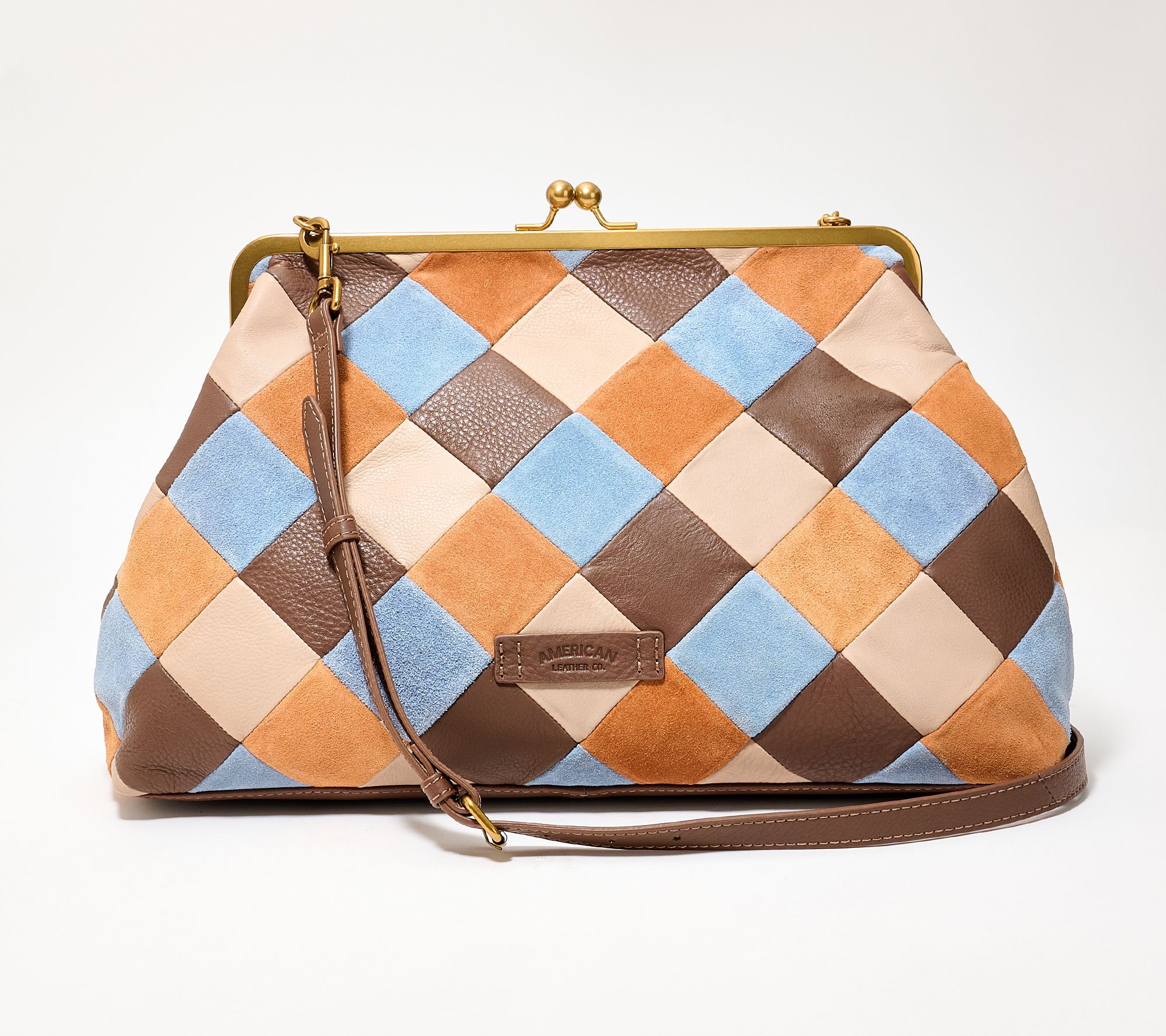 American Leather Co. Grace Oversized Suede Clutch with Strap
