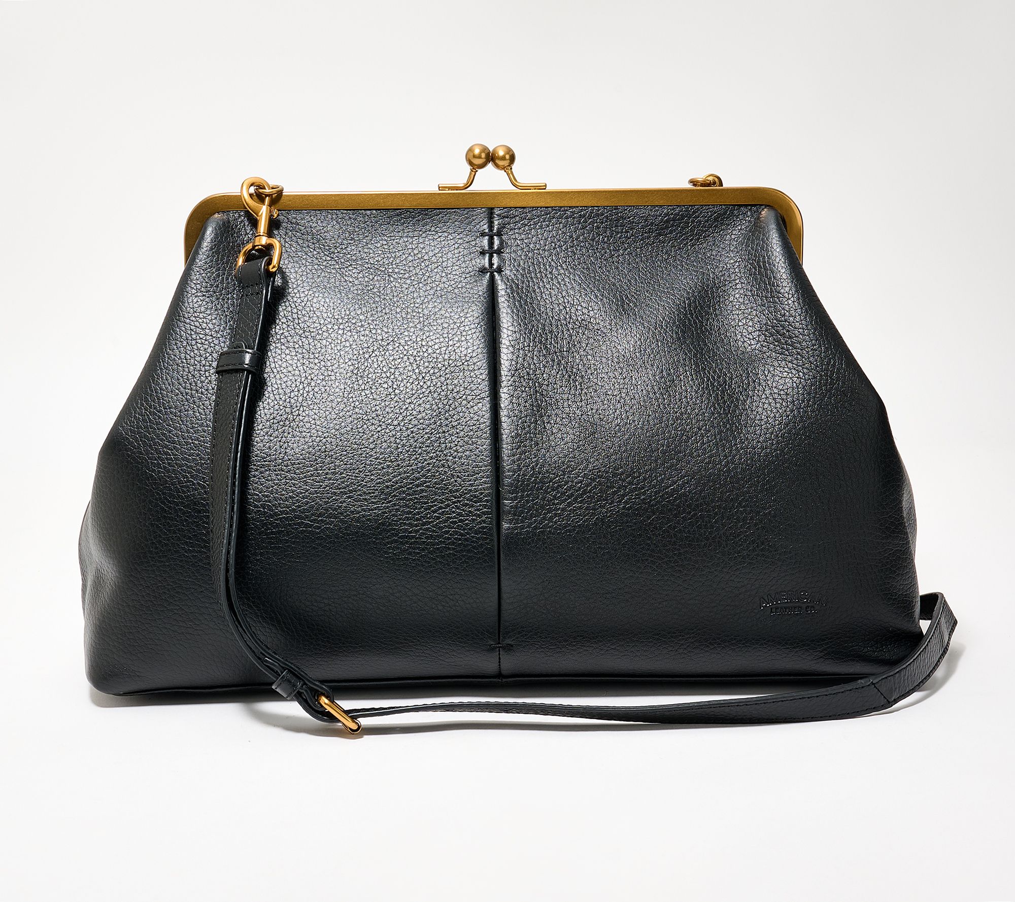 American Leather Co. Grace Oversized Suede Clutch with Strap