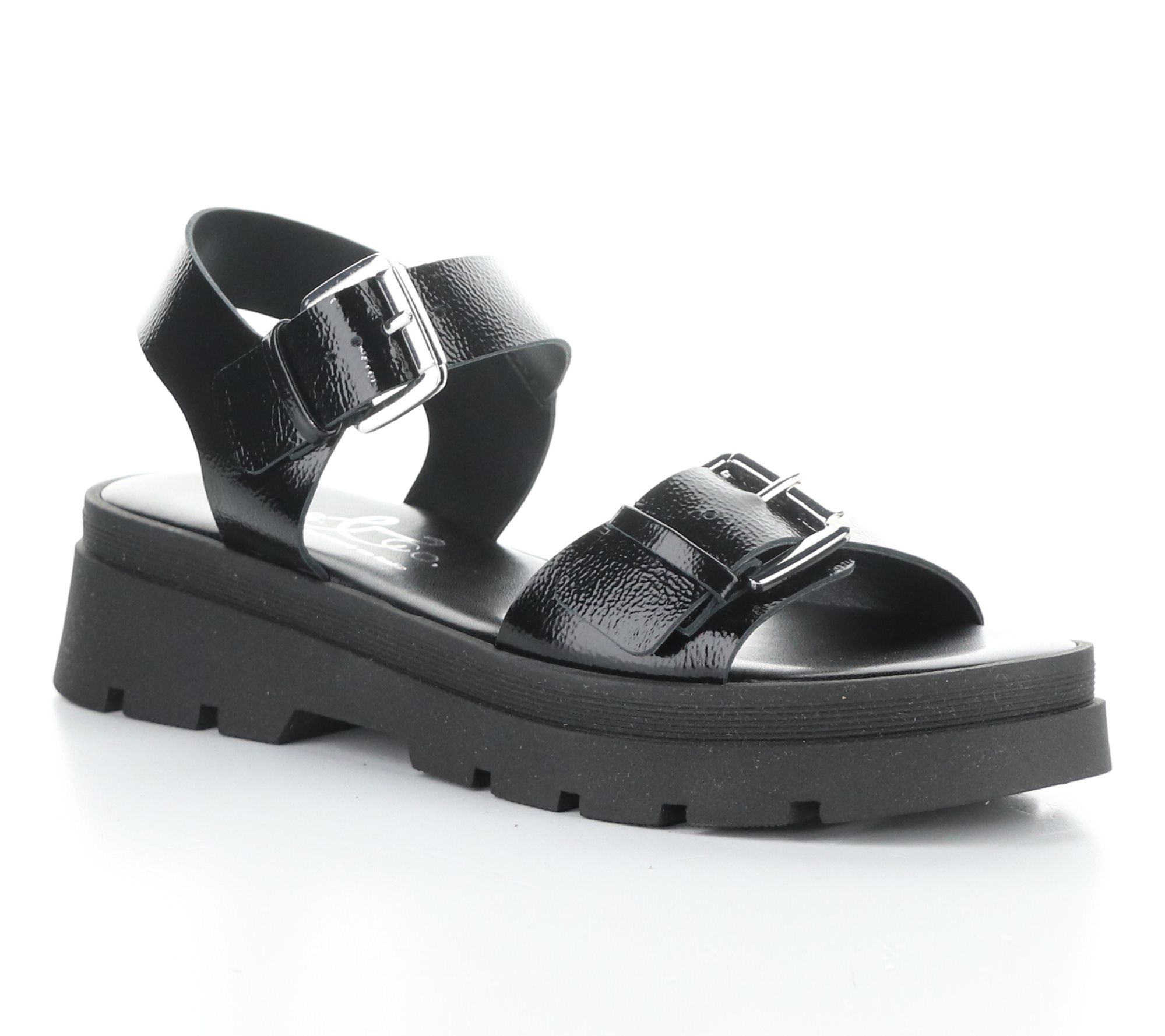 Bos. & Co. Napp alak Hook & Loo p Leather Sanda ls - Cinder
